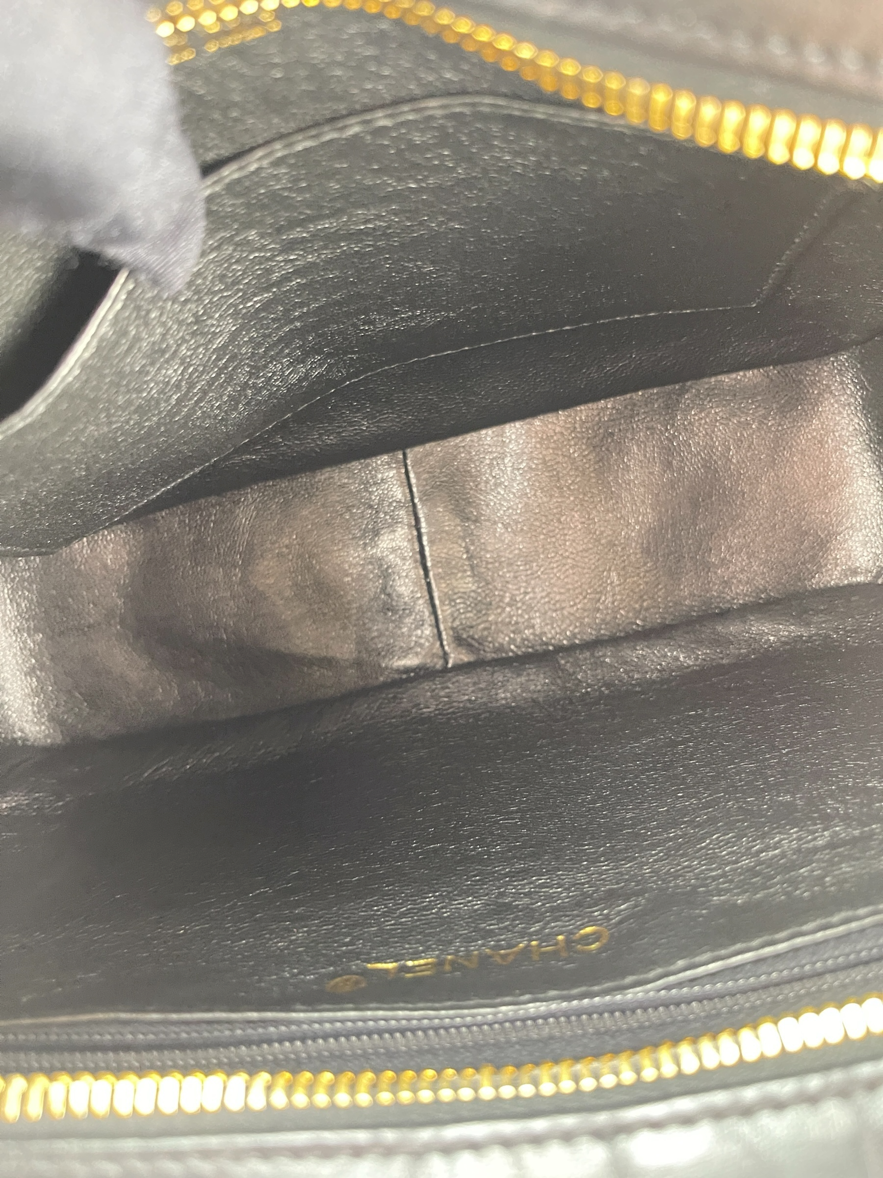 CHANEL - Classic Quilted Lambskin Tote Bag Black Gold Hardware