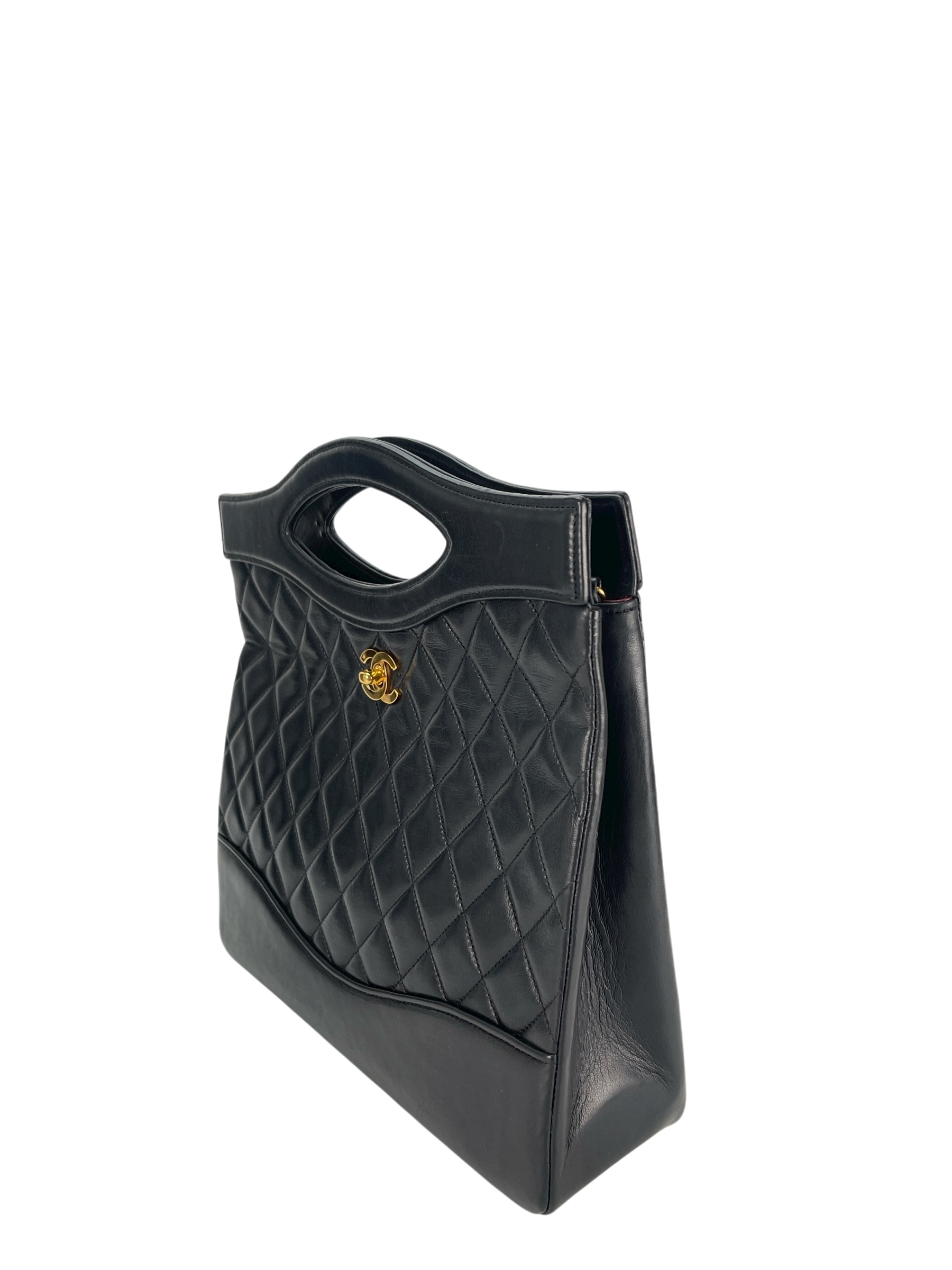 CHANEL - Vintage Shopping 31 Bag Black Lambskin Gold Hardware