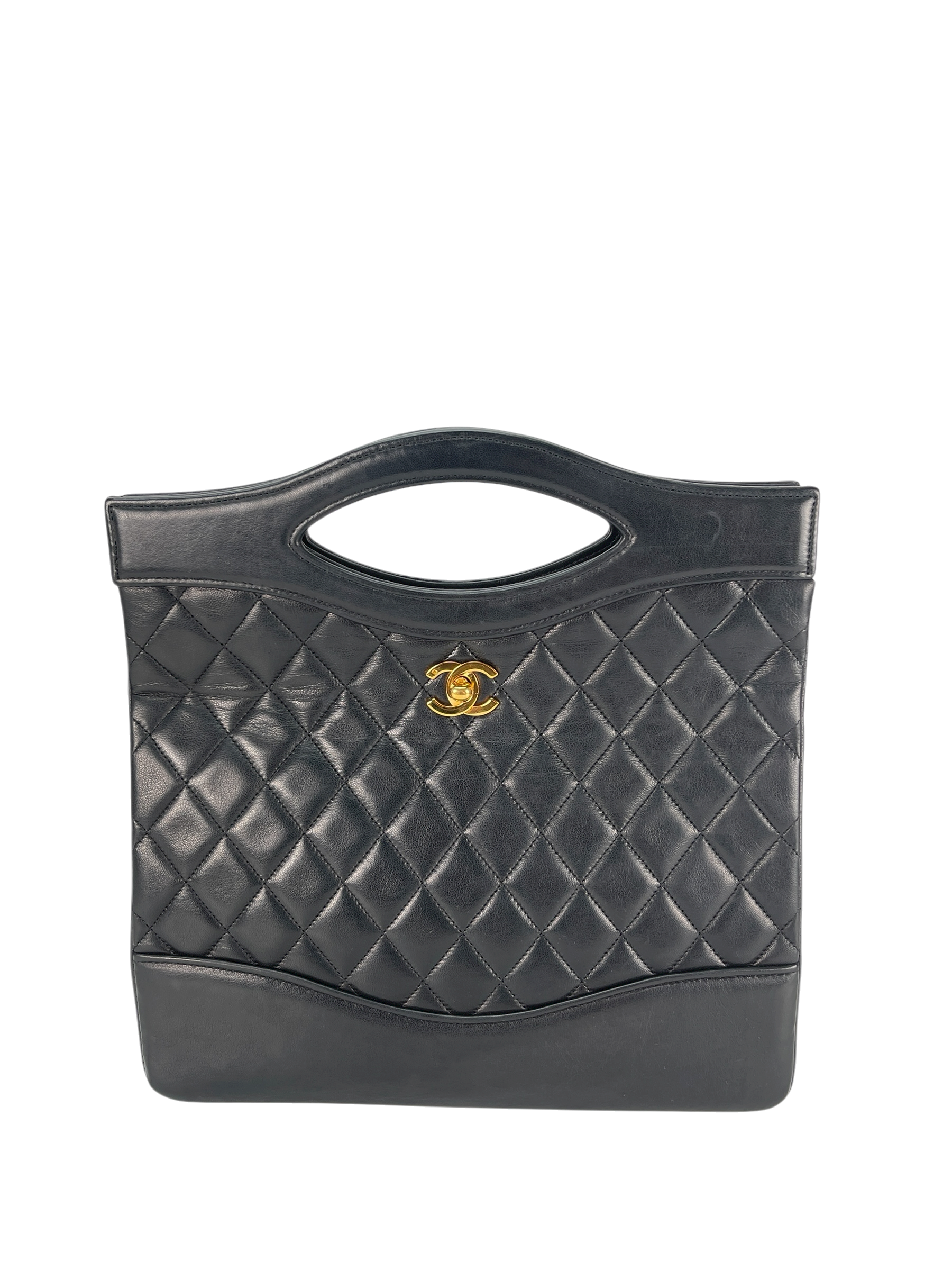 CHANEL - Vintage Shopping 31 Bag Black Lambskin Gold Hardware