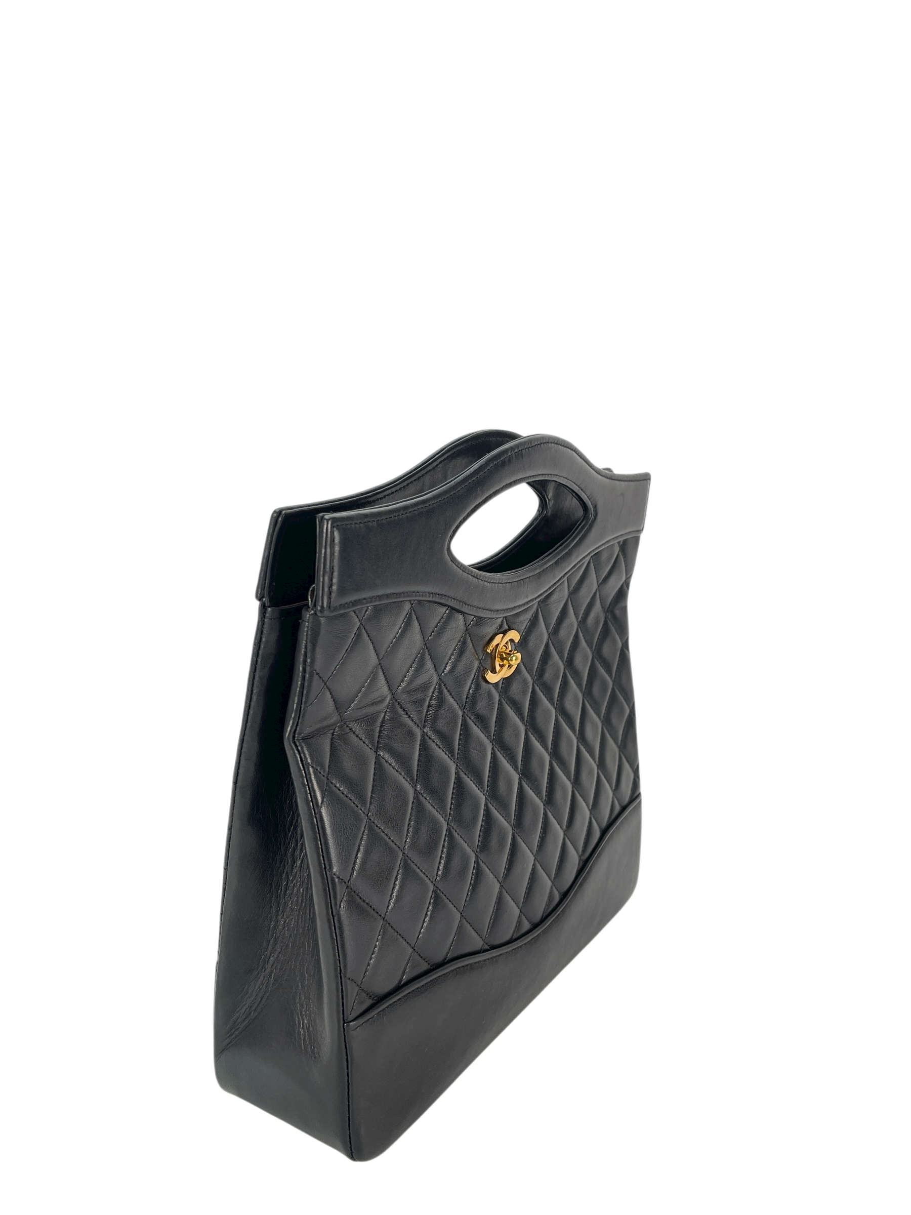 CHANEL - Vintage Shopping 31 Bag Black Lambskin Gold Hardware