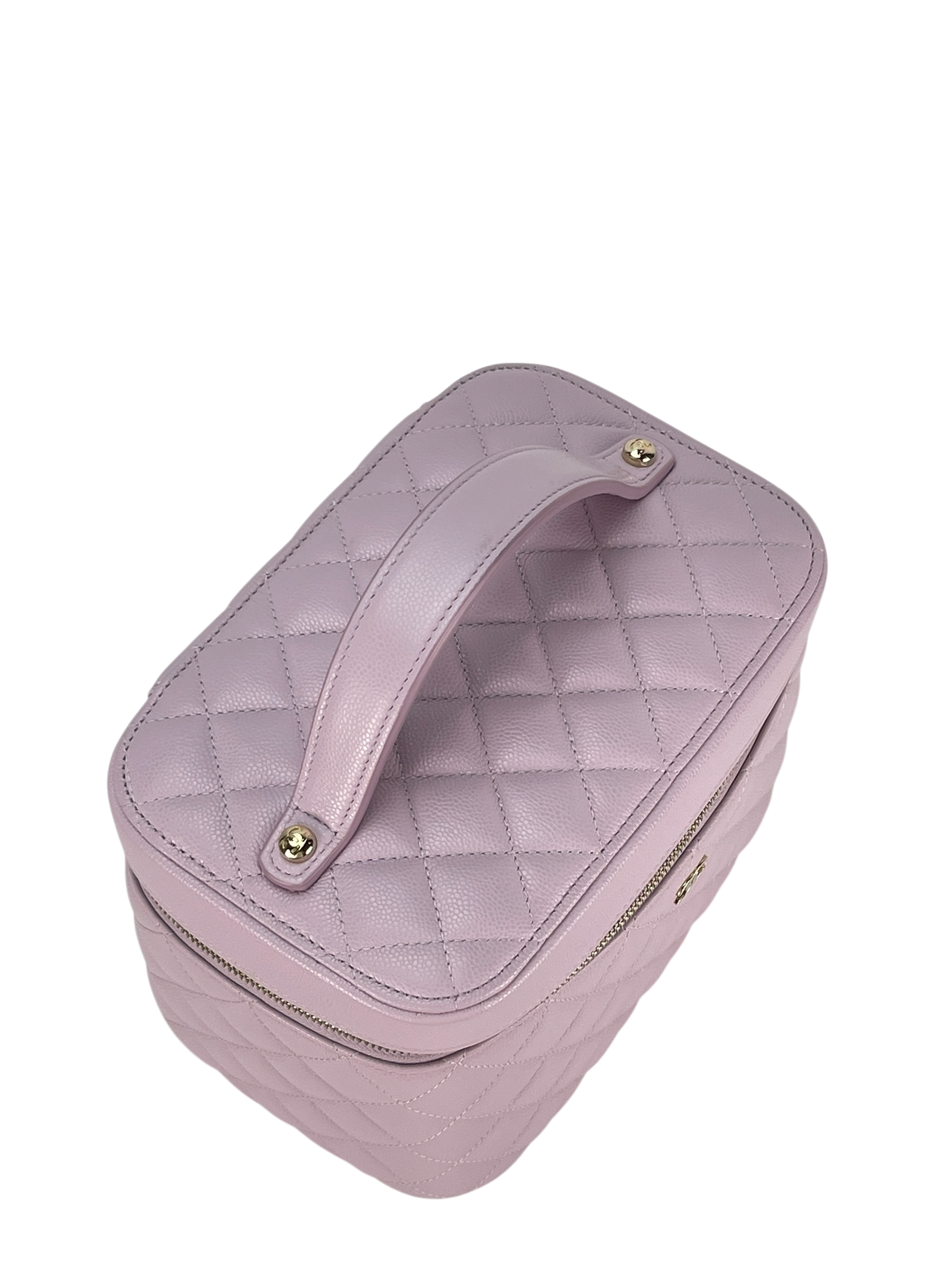 CHANEL - 24S Vanity Case Quilted Caviar Pink Gold Hardware