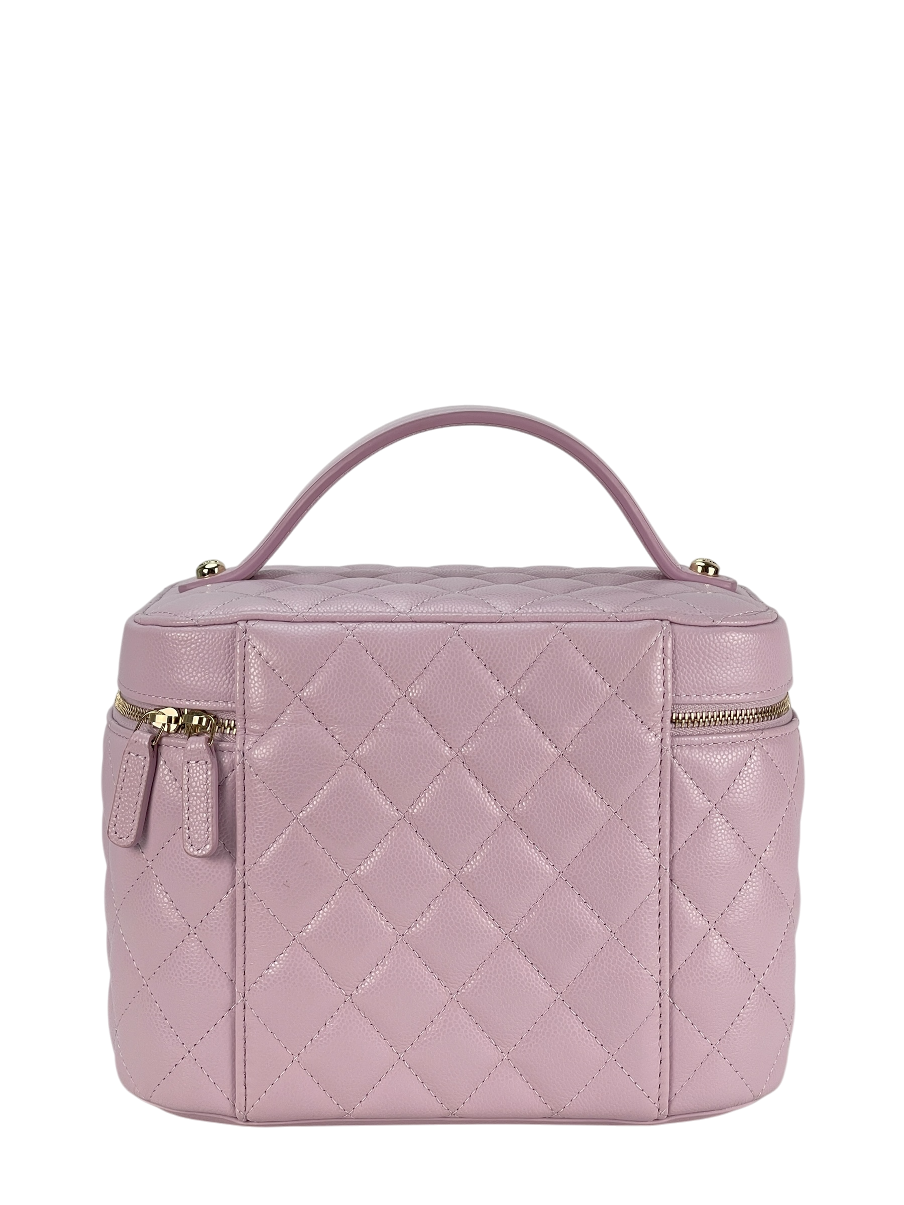 CHANEL - 24S Vanity Case Quilted Caviar Pink Gold Hardware