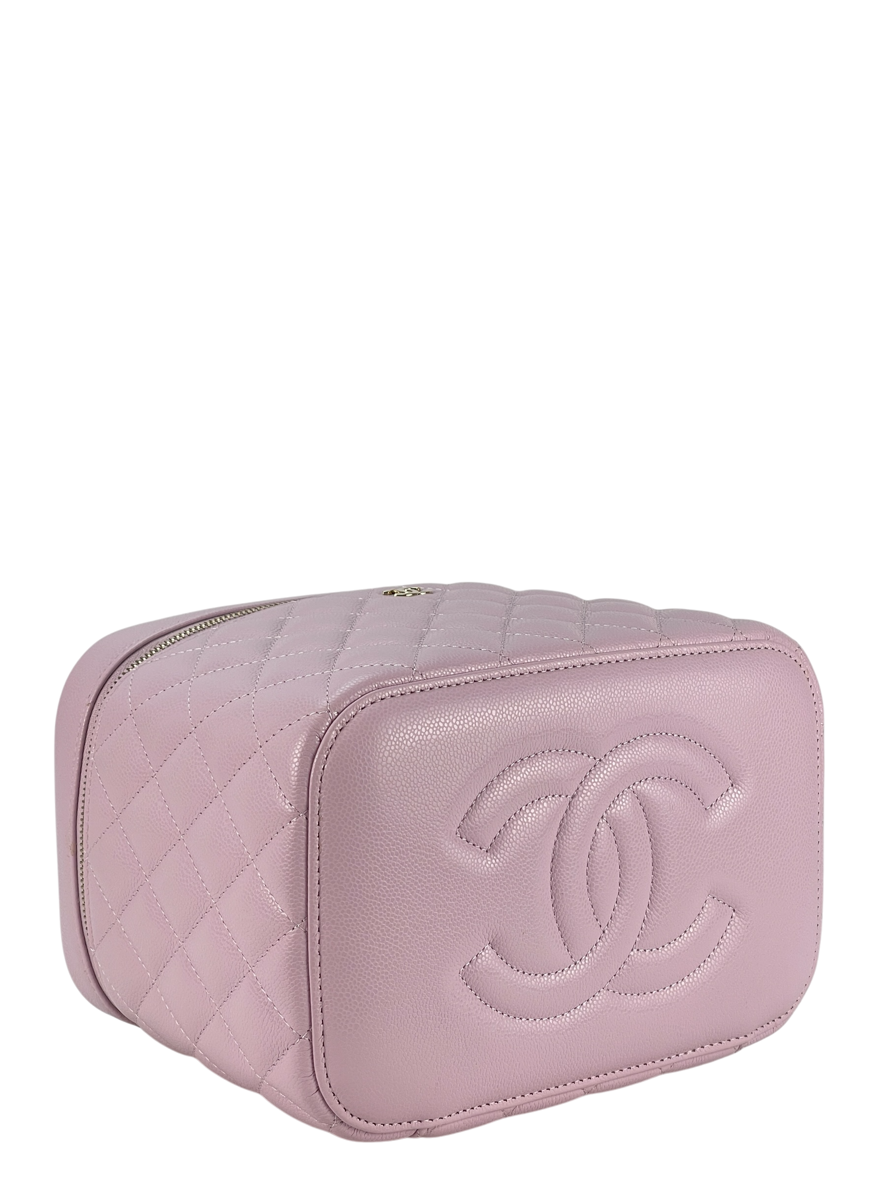 CHANEL - 24S Vanity Case Quilted Caviar Pink Gold Hardware