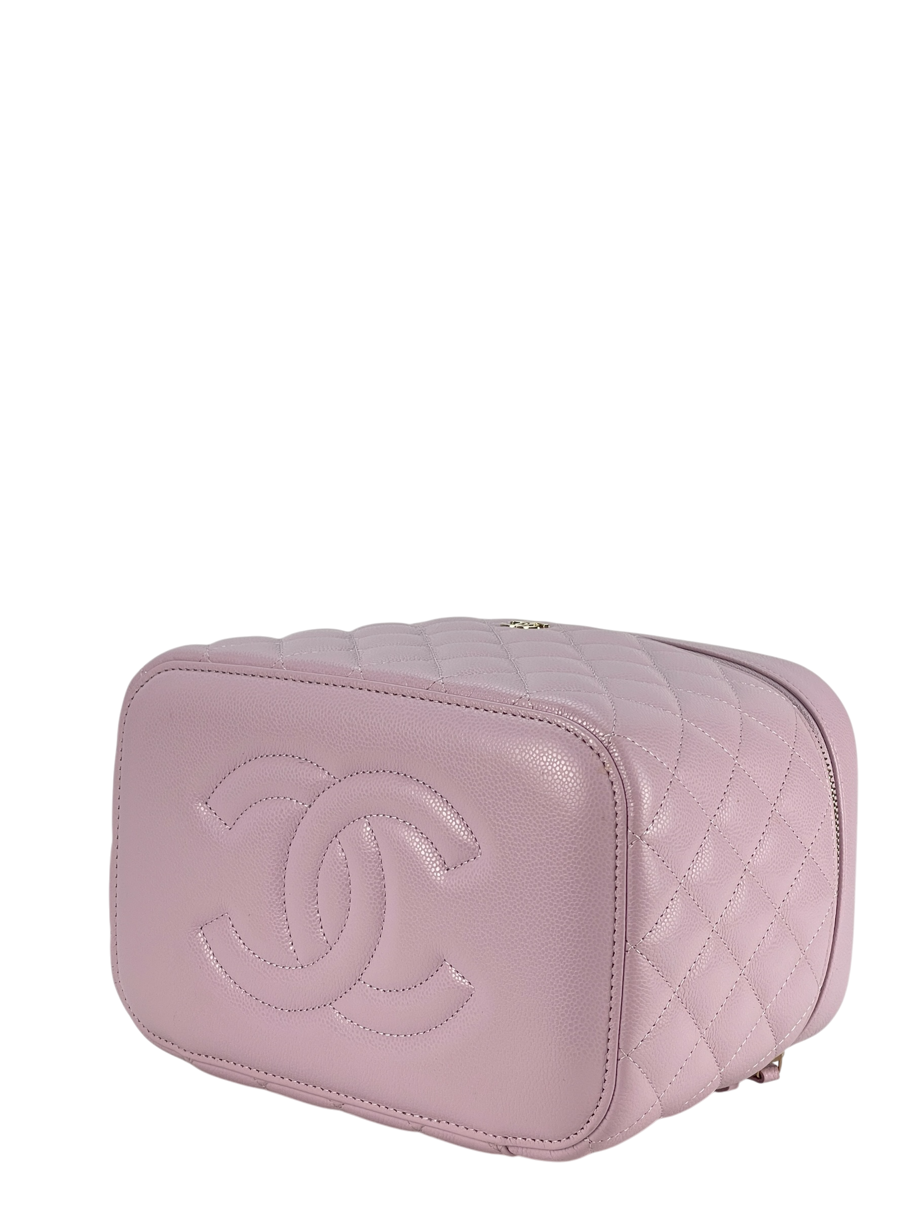 CHANEL - 24S Vanity Case Quilted Caviar Pink Gold Hardware