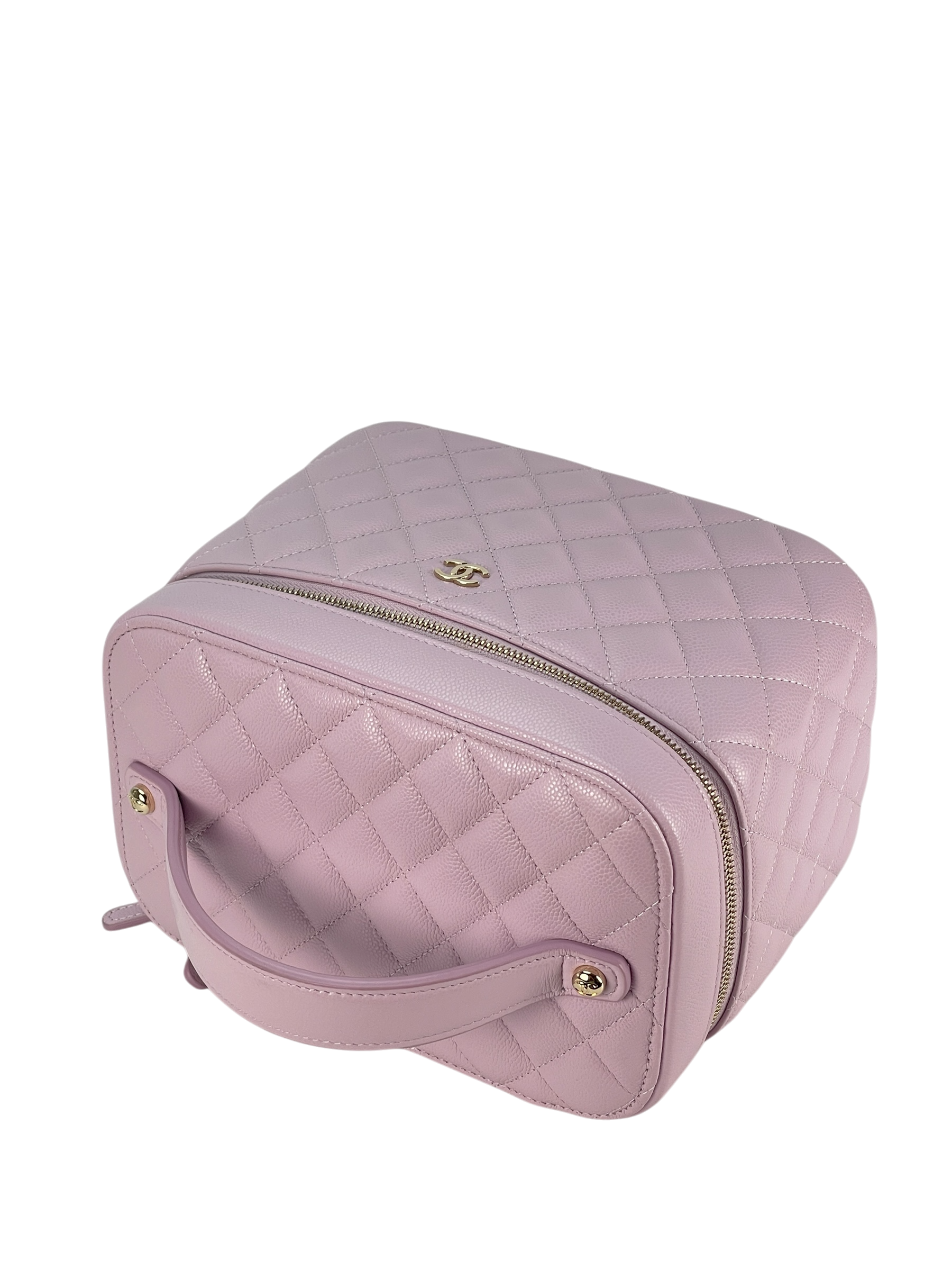 CHANEL - 24S Vanity Case Quilted Caviar Pink Gold Hardware