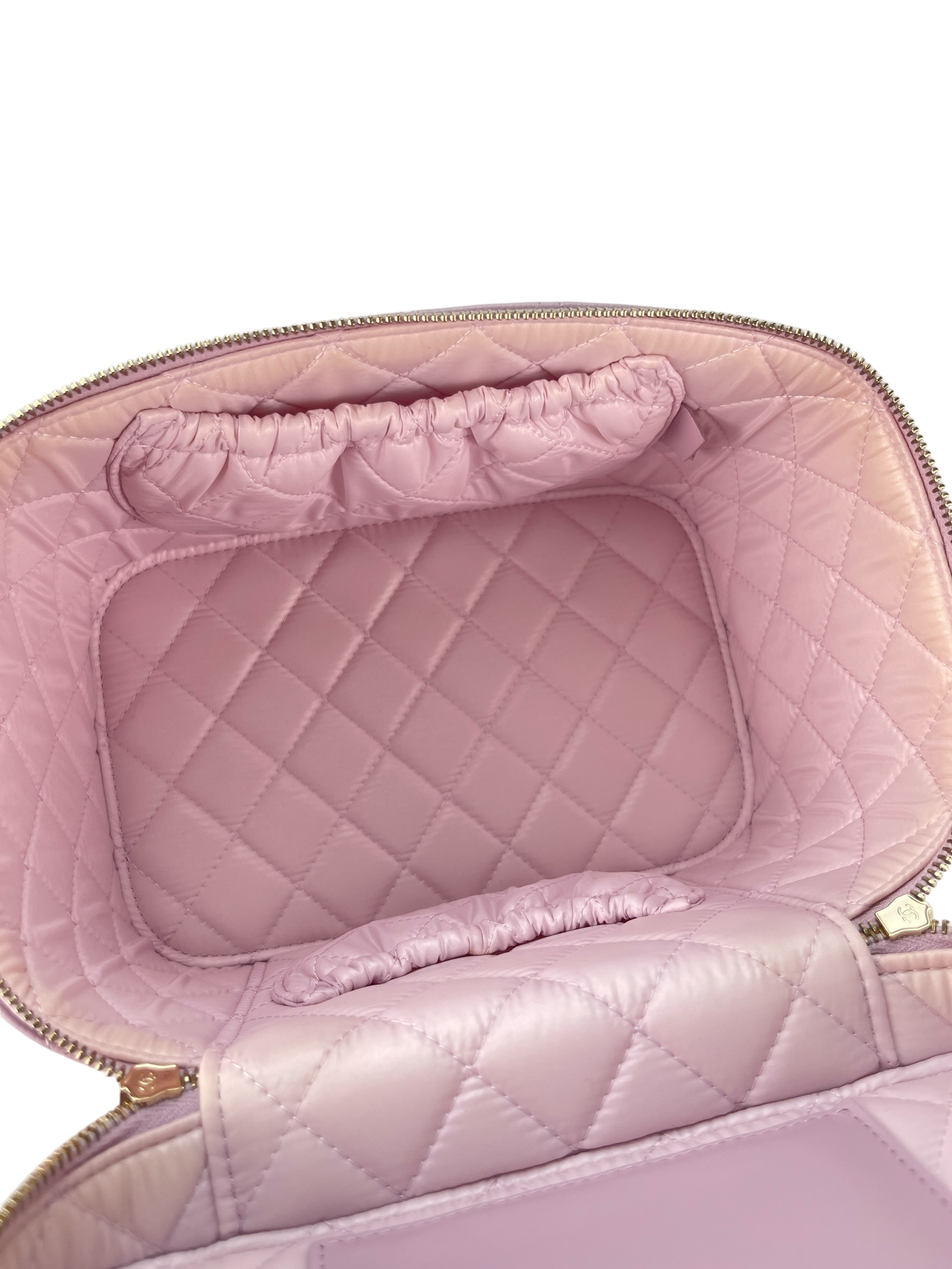 CHANEL - 24S Vanity Case Quilted Caviar Pink Gold Hardware