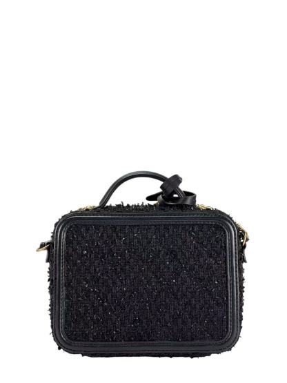 CHANEL - Black Leather Tweed CC Camera Vanity Bag