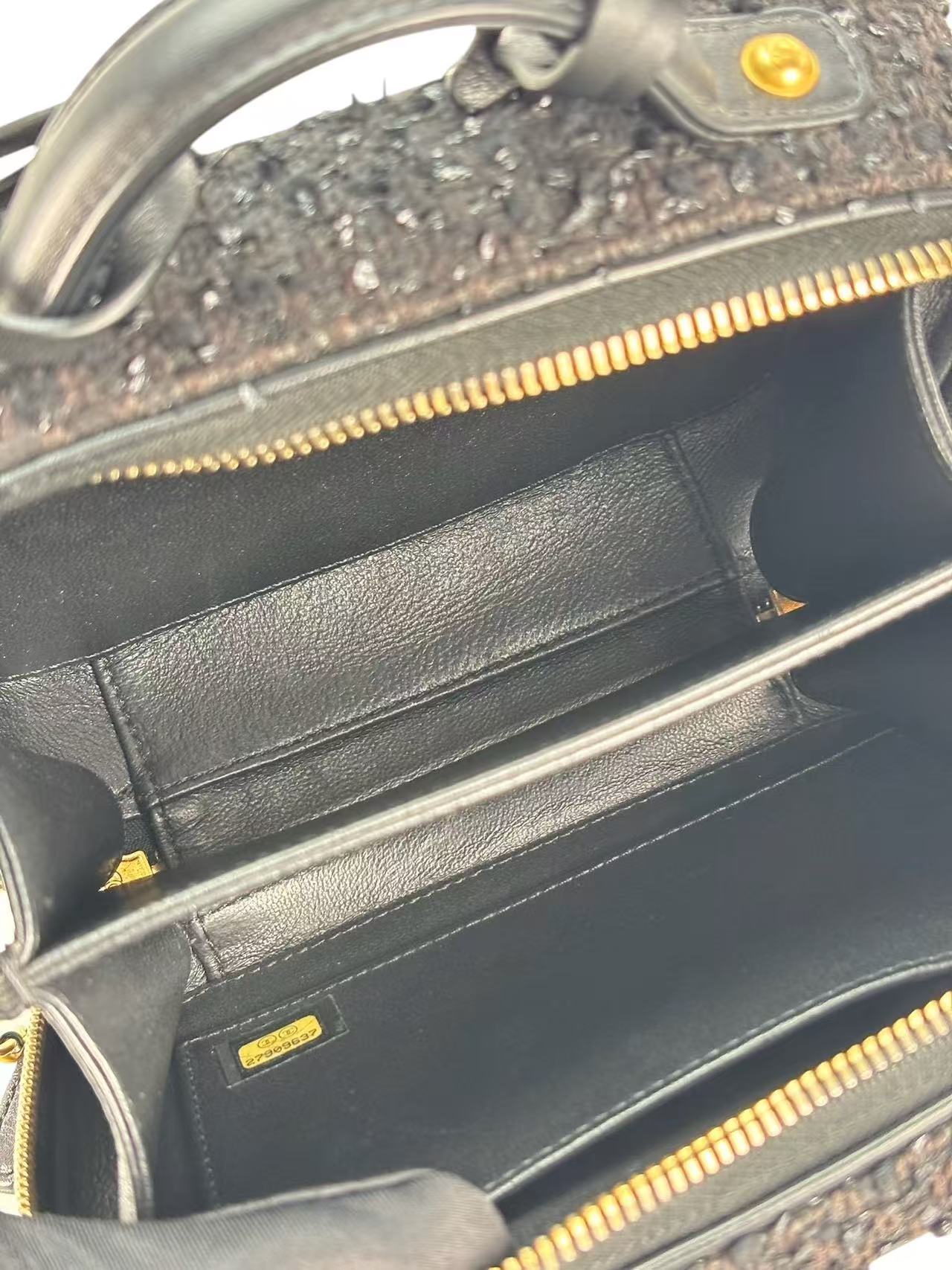 CHANEL - Black Leather Tweed CC Camera Vanity Bag