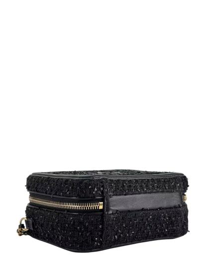 CHANEL - Black Leather Tweed CC Camera Vanity Bag