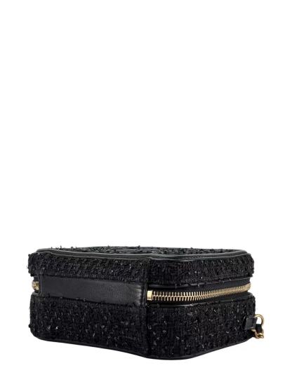 CHANEL - Black Leather Tweed CC Camera Vanity Bag