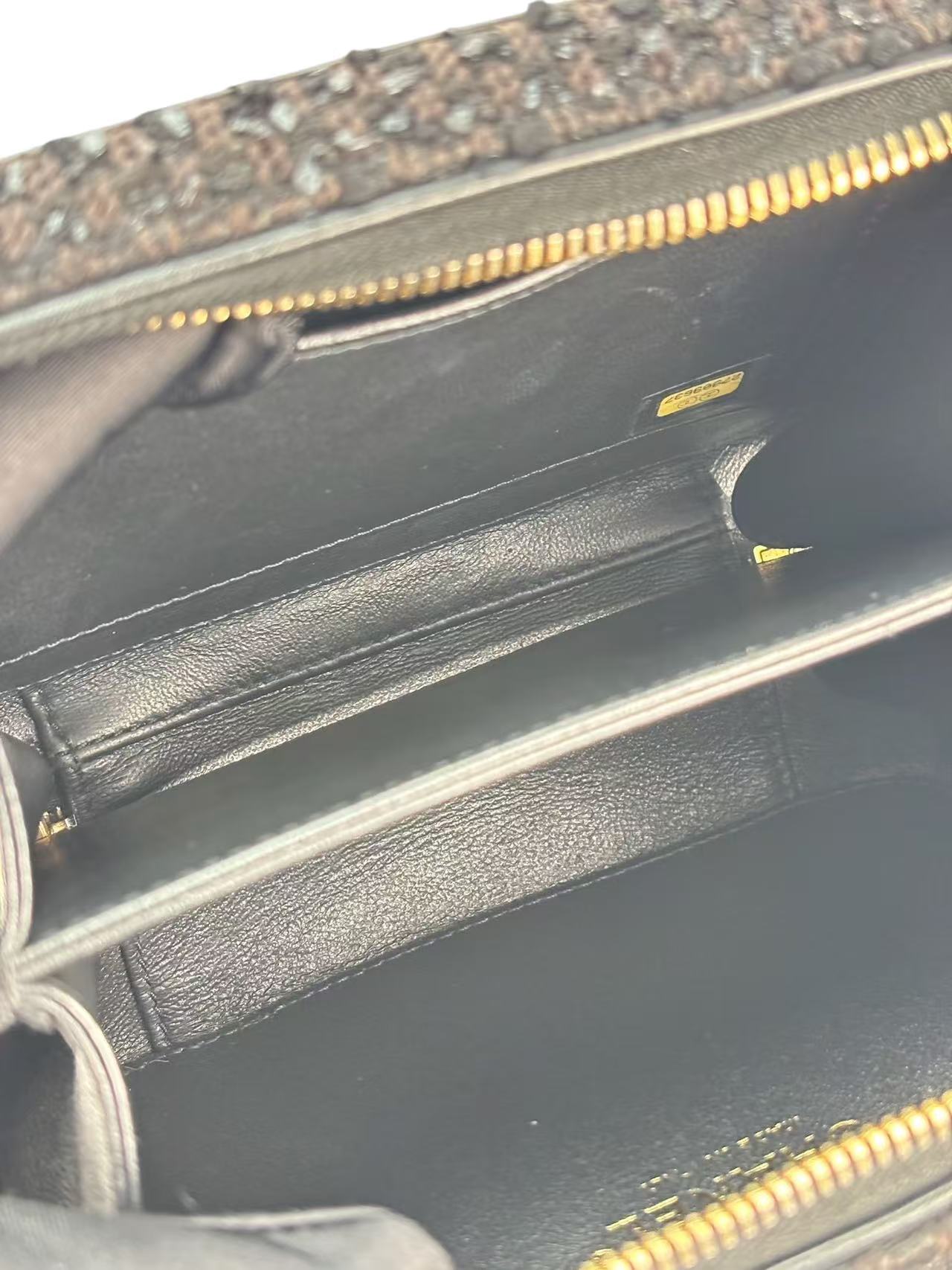 CHANEL - Black Leather Tweed CC Camera Vanity Bag