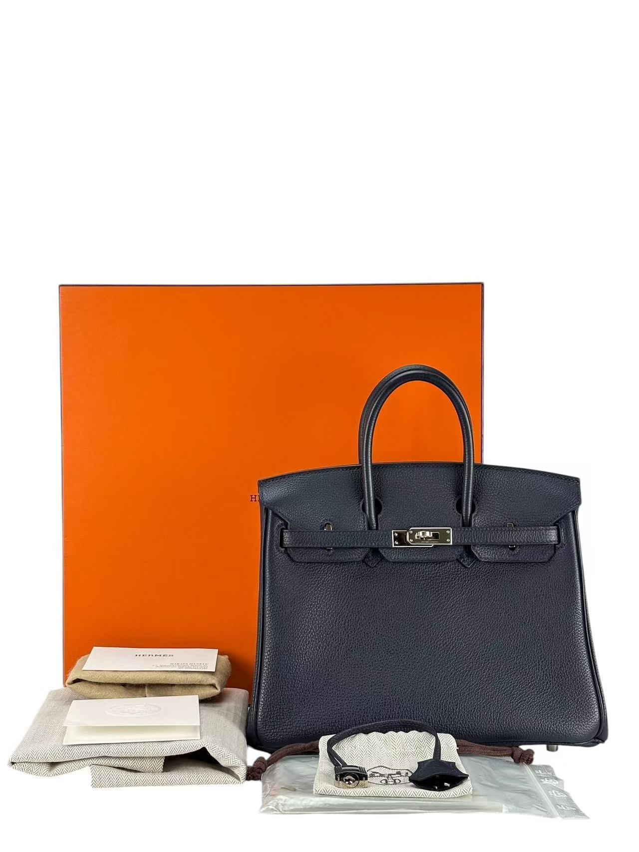 HERMES - Birkin 25 Bleu Nuit（2Z）Togo Palladium Hardware 