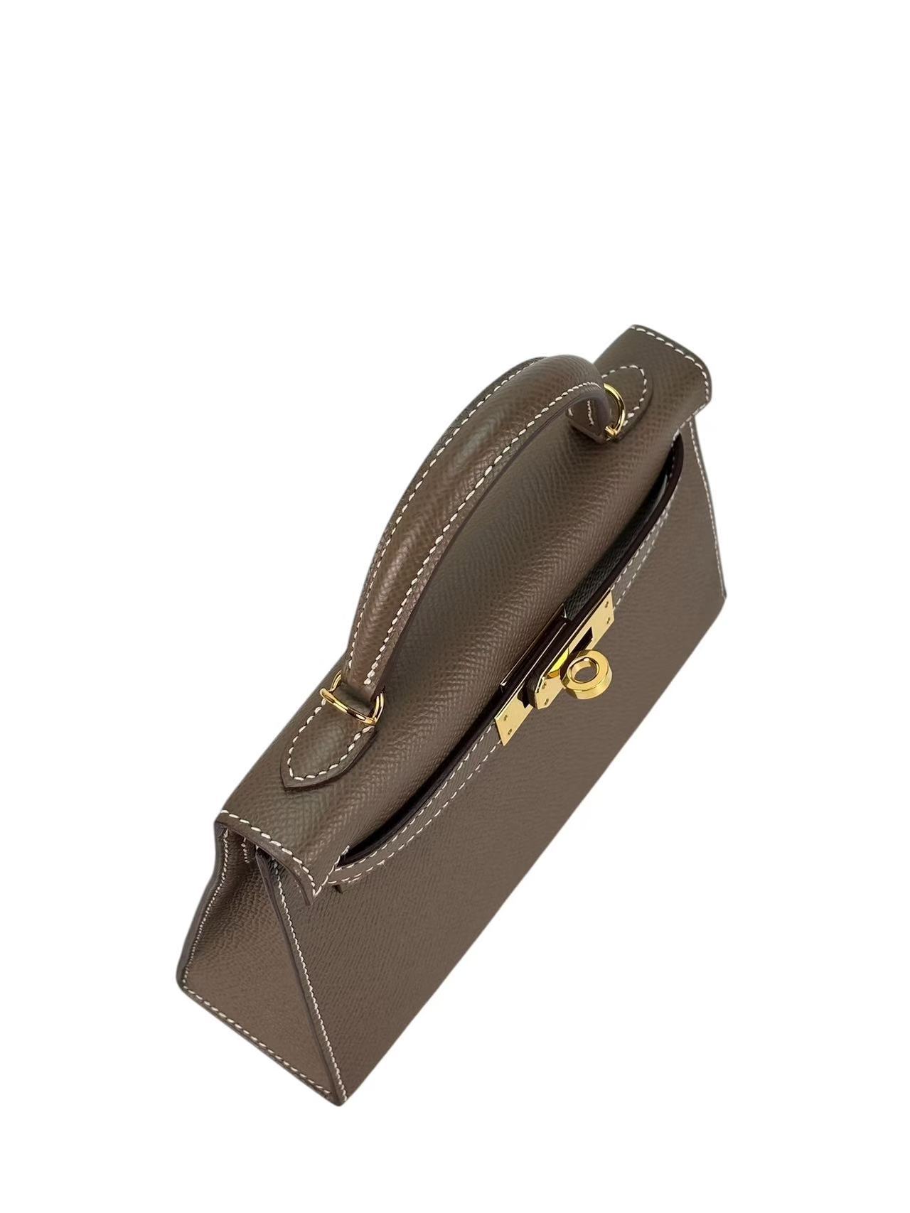 HERMES - Mini Kelly 2 Etoupe Epsom Gold Hardware