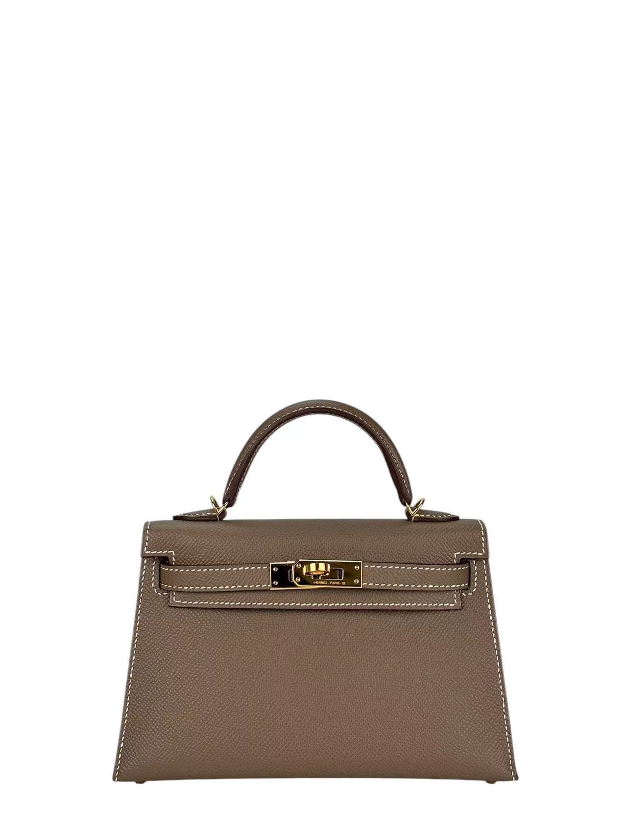 HERMES - Mini Kelly 2 Etoupe Epsom Gold Hardware