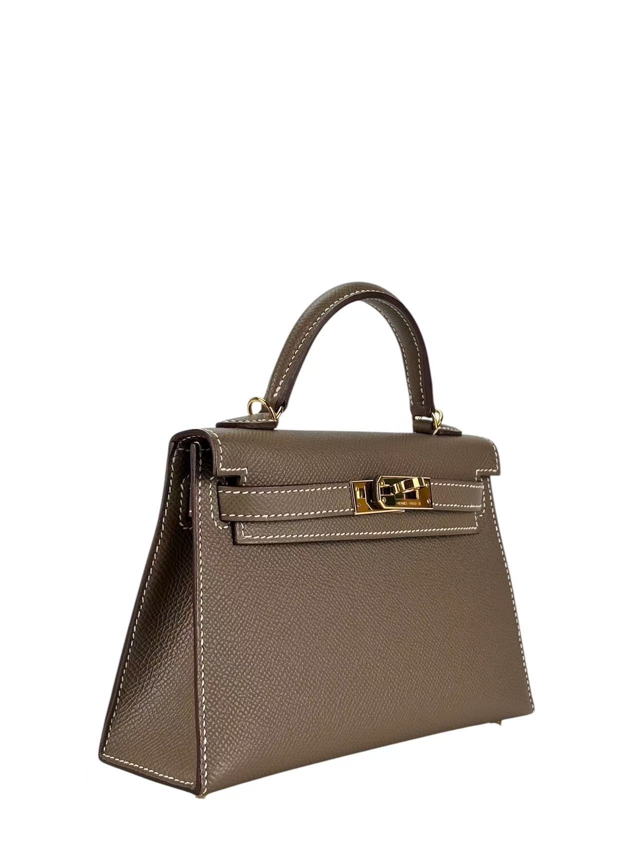 HERMES - Mini Kelly 2 Etoupe Epsom Gold Hardware
