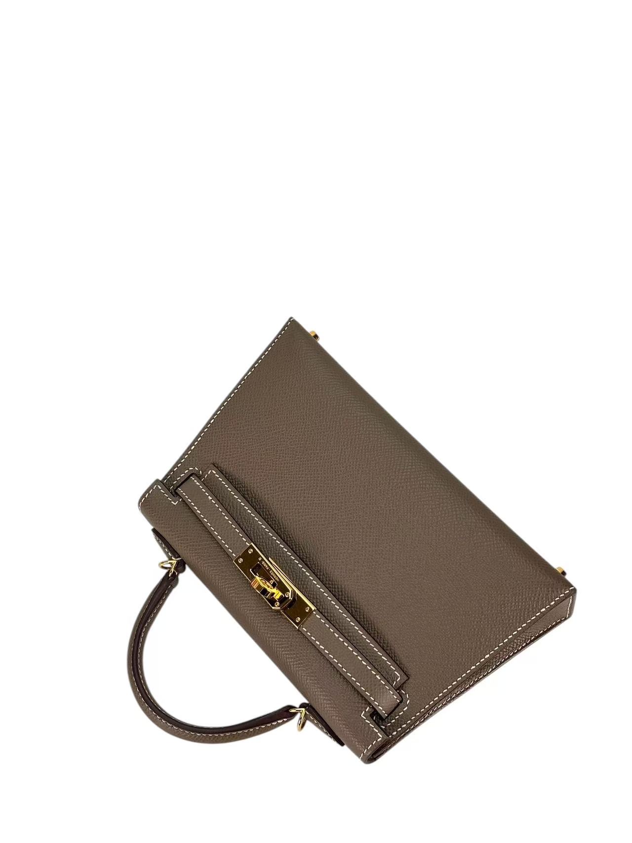 HERMES - Mini Kelly 2 Etoupe Epsom Gold Hardware