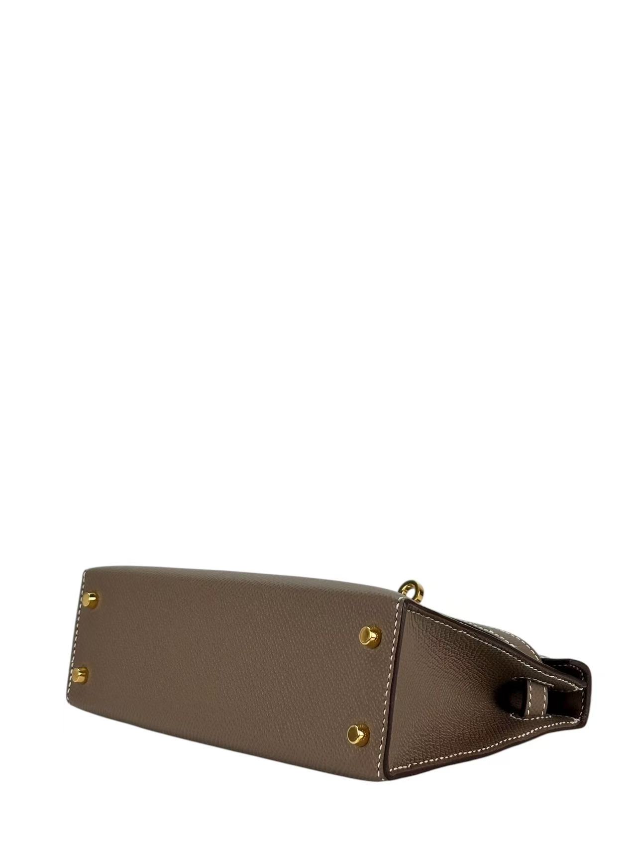 HERMES - Mini Kelly 2 Etoupe Epsom Gold Hardware