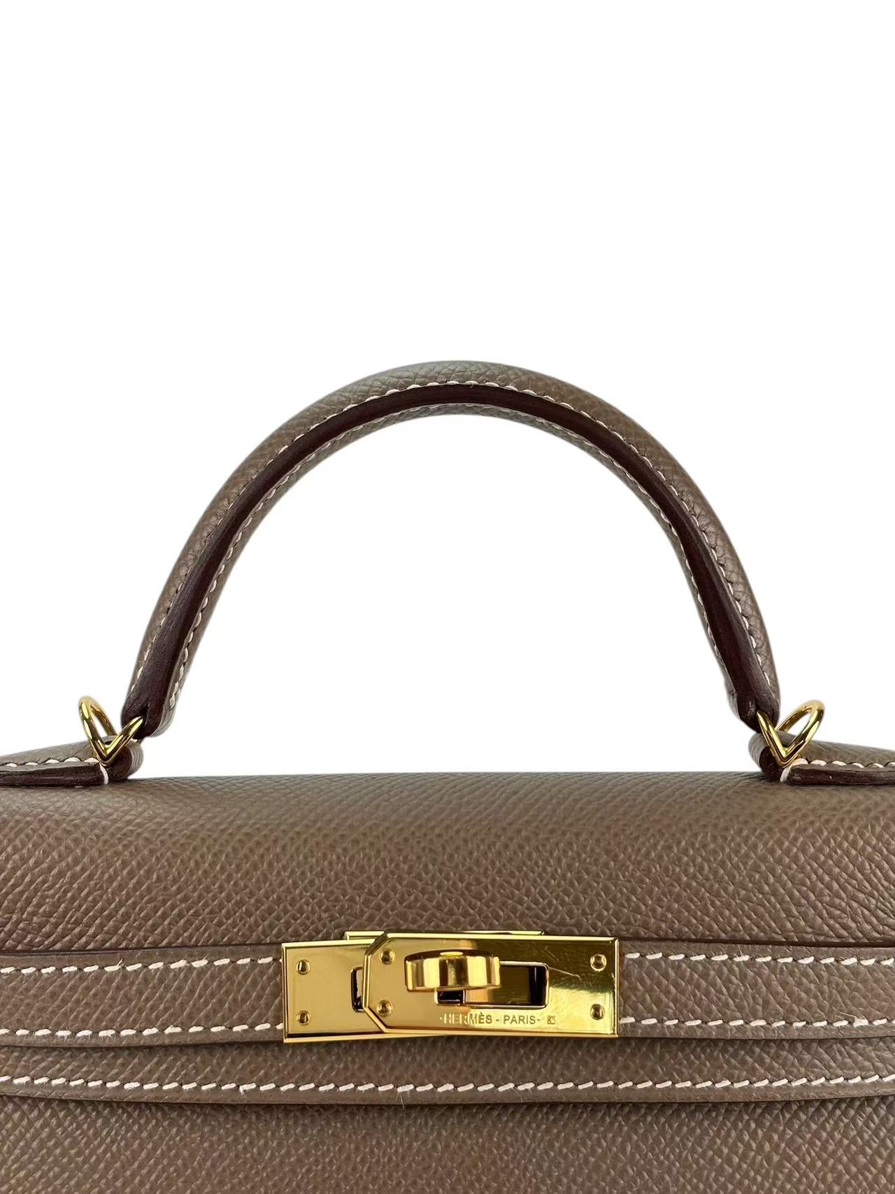 HERMES - Mini Kelly 2 Etoupe Epsom Gold Hardware