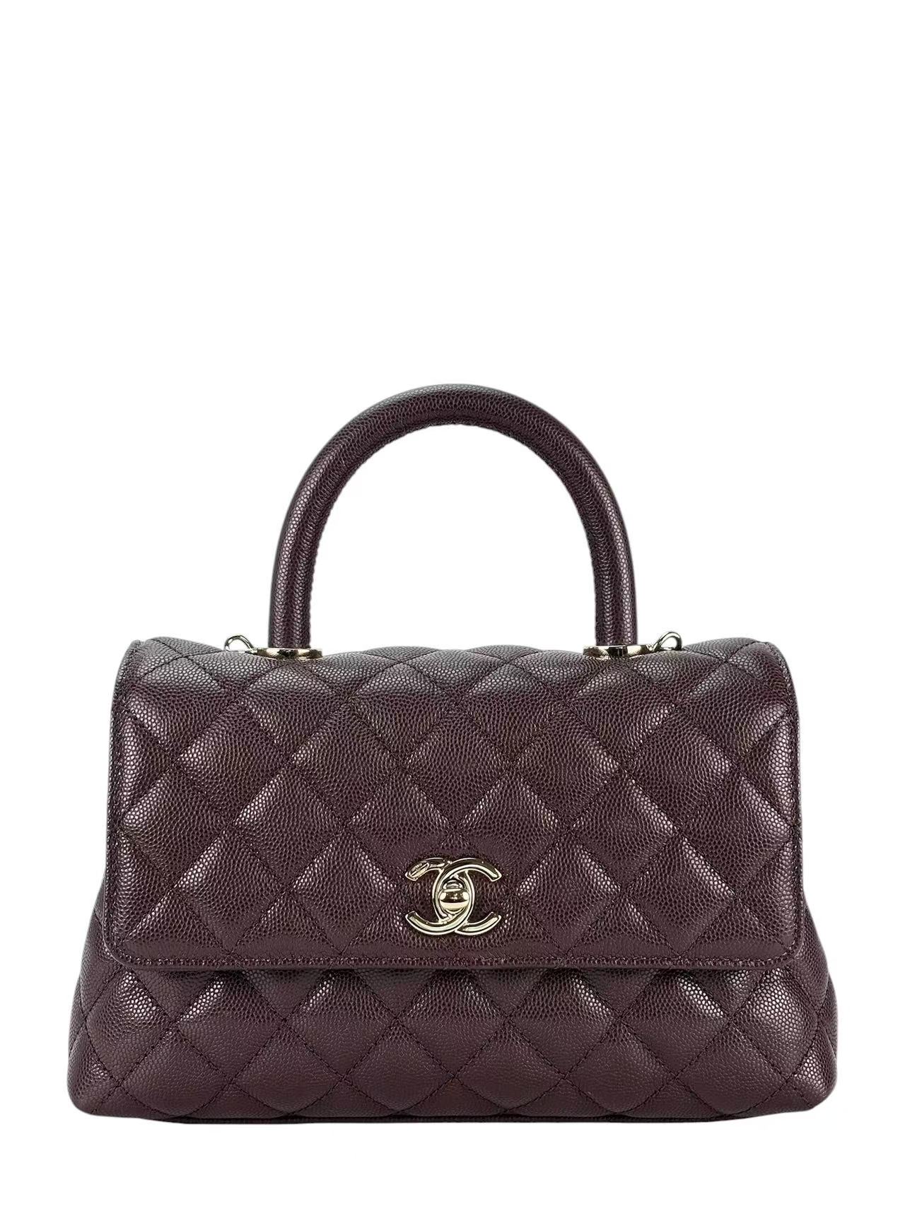 CHANEL - 25A Dark Brown Caviar Skin Coco Handle Handbag