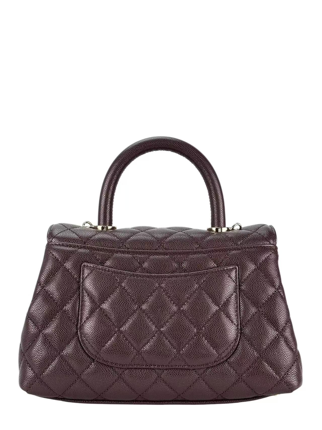 CHANEL - 25A Dark Brown Caviar Skin Coco Handle Bag – Camellia