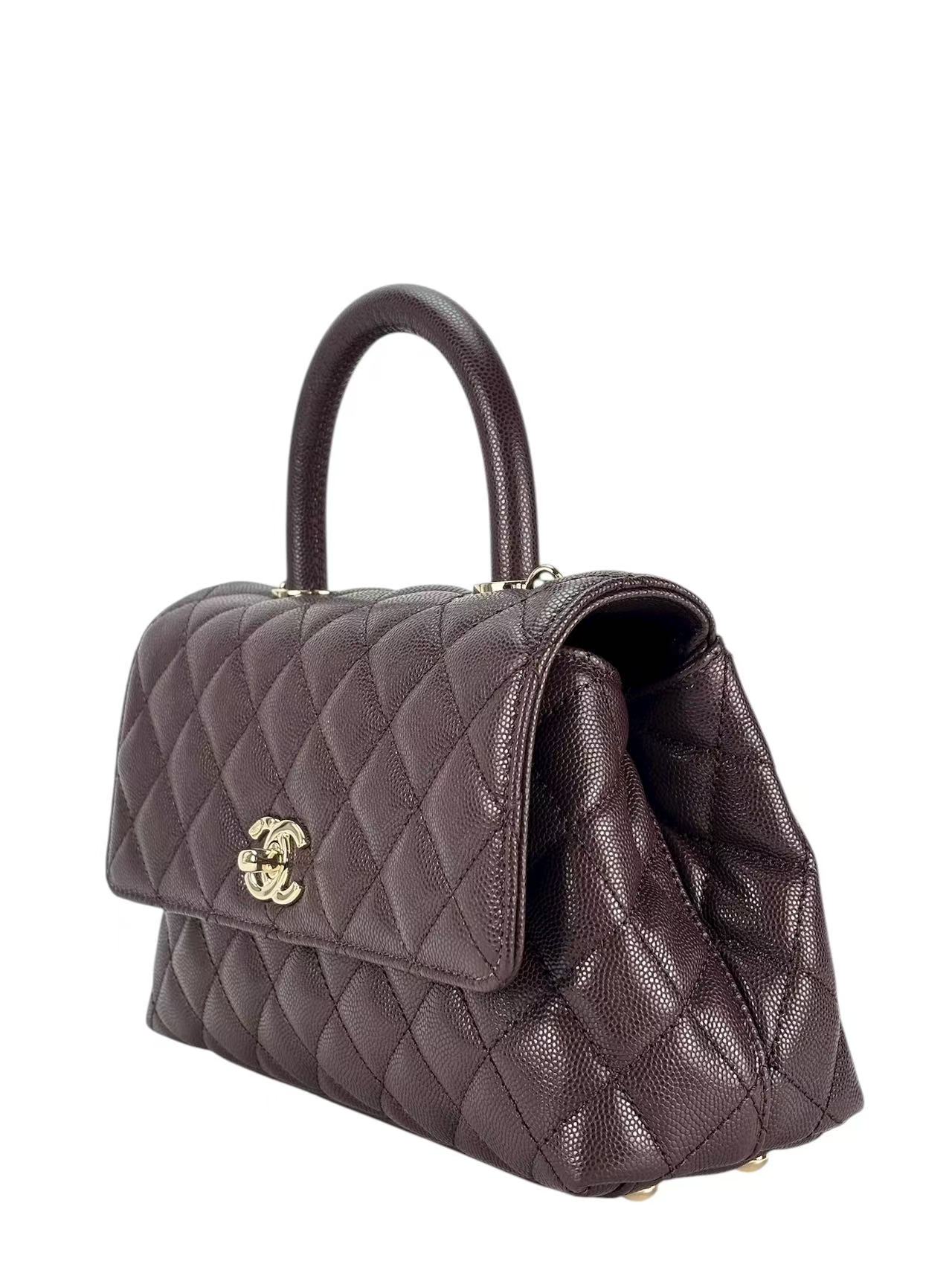 CHANEL - 25A Dark Brown Caviar Skin Coco Handle Handbag