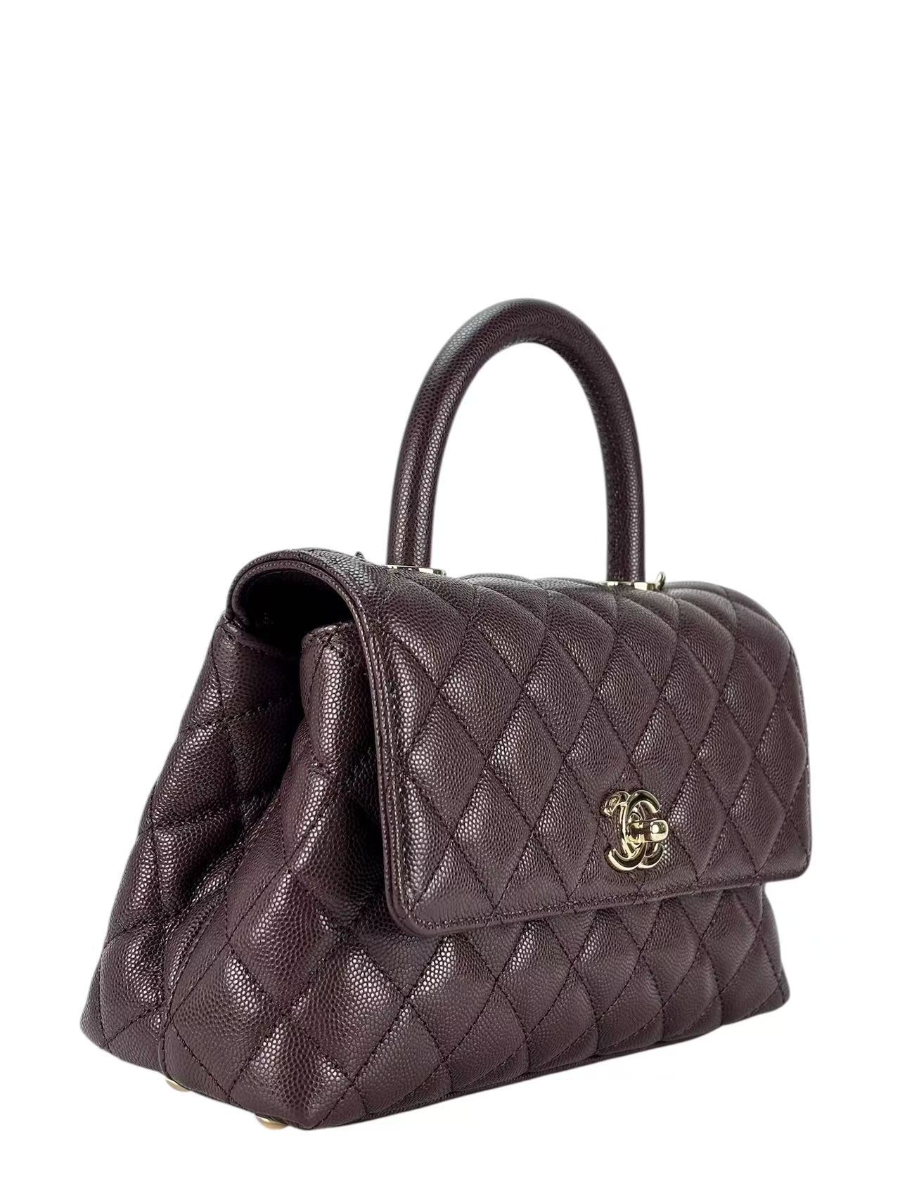 CHANEL - 25A Dark Brown Caviar Skin Coco Handle Handbag