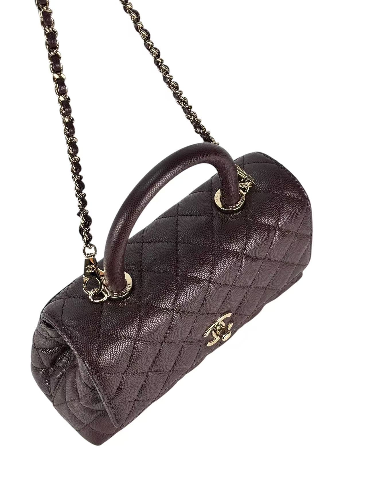 CHANEL - 25A Dark Brown Caviar Skin Coco Handle Bag – Camellia