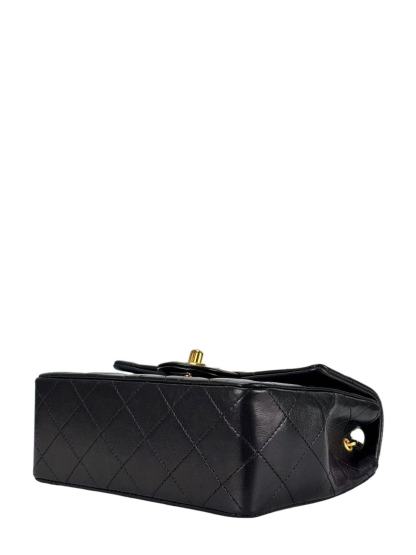 CHANEL - Black Lambskin Mini Classic Square Flap Shoulder Bag 17