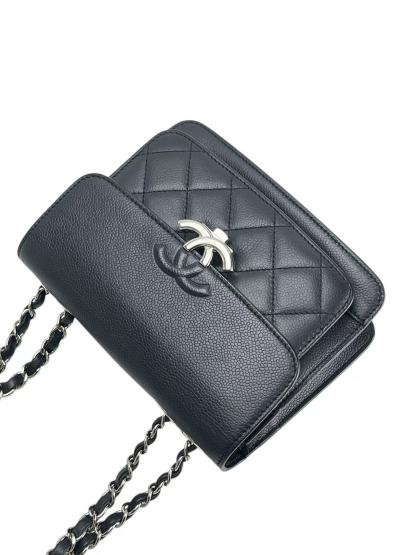 CHANEL - Black Sliver Caviar Quilted CC Box Flap Bag
