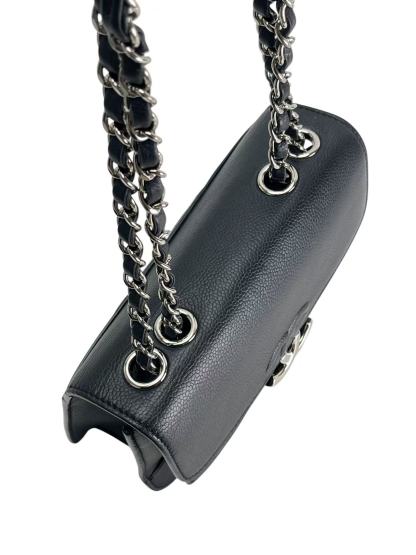 CHANEL - Black Sliver Caviar Quilted CC Box Flap Bag