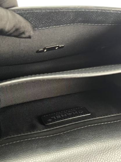 CHANEL - Black Sliver Caviar Quilted CC Box Flap Bag