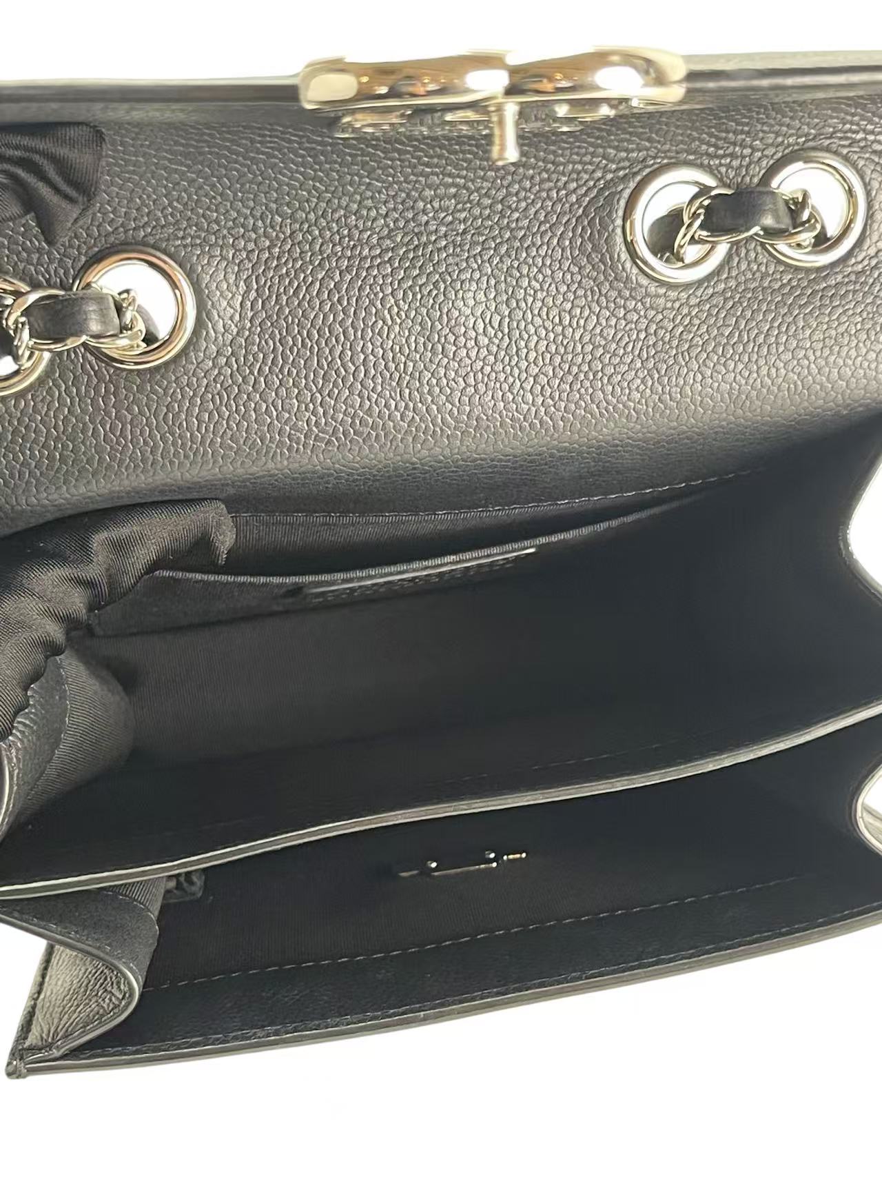CHANEL - Black Sliver Caviar Quilted CC Box Flap Bag