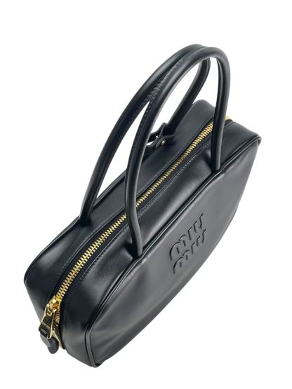 MIUMIU - Lambskin Black Leather Bow Handle Bag