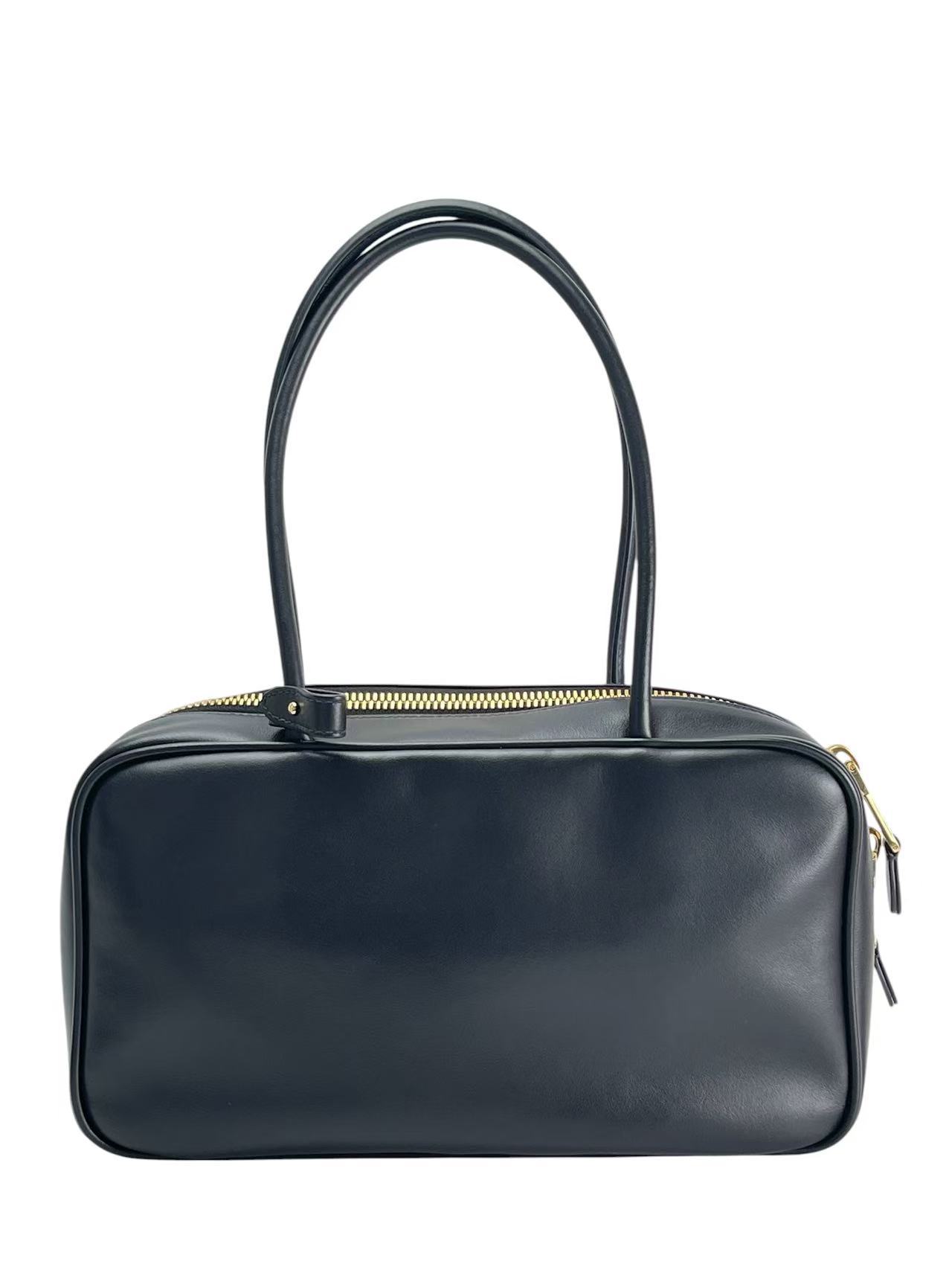 MIUMIU - Lambskin Black Leather Bow Handle Bag