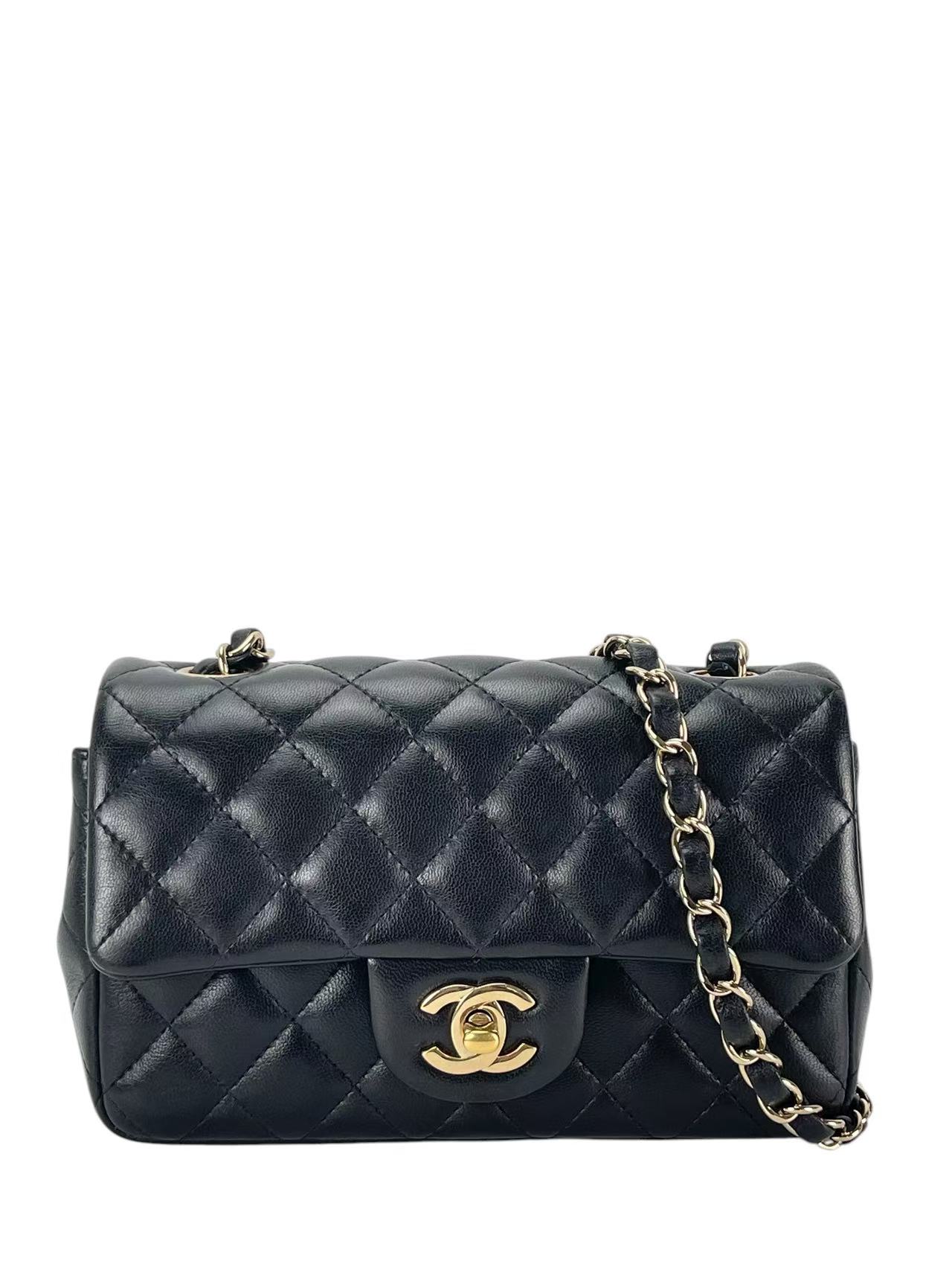 CHANEL - Mini Classic Flap Bag Gold Hardware Black Lambskin