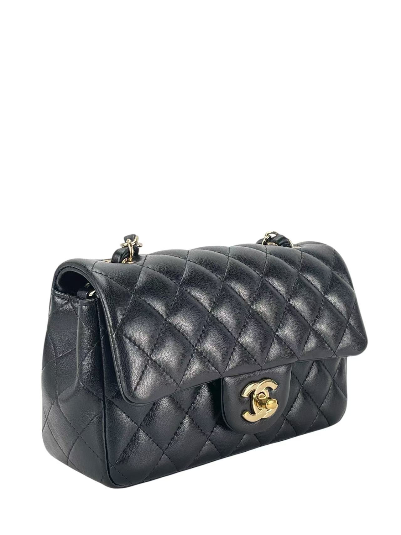 CHANEL - Mini Classic Flap Bag Gold Hardware Black Lambskin