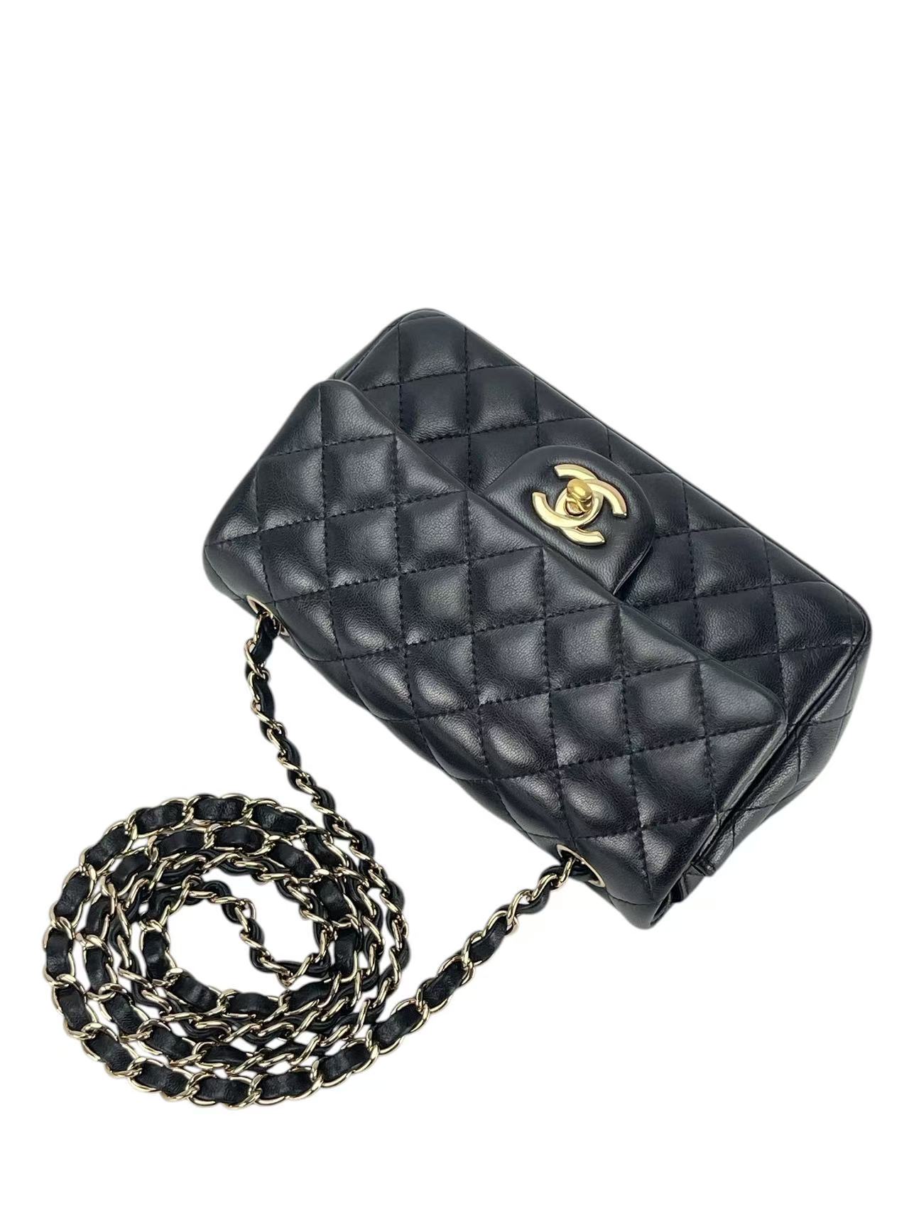 CHANEL - Mini Classic Flap Bag Gold Hardware Black Lambskin