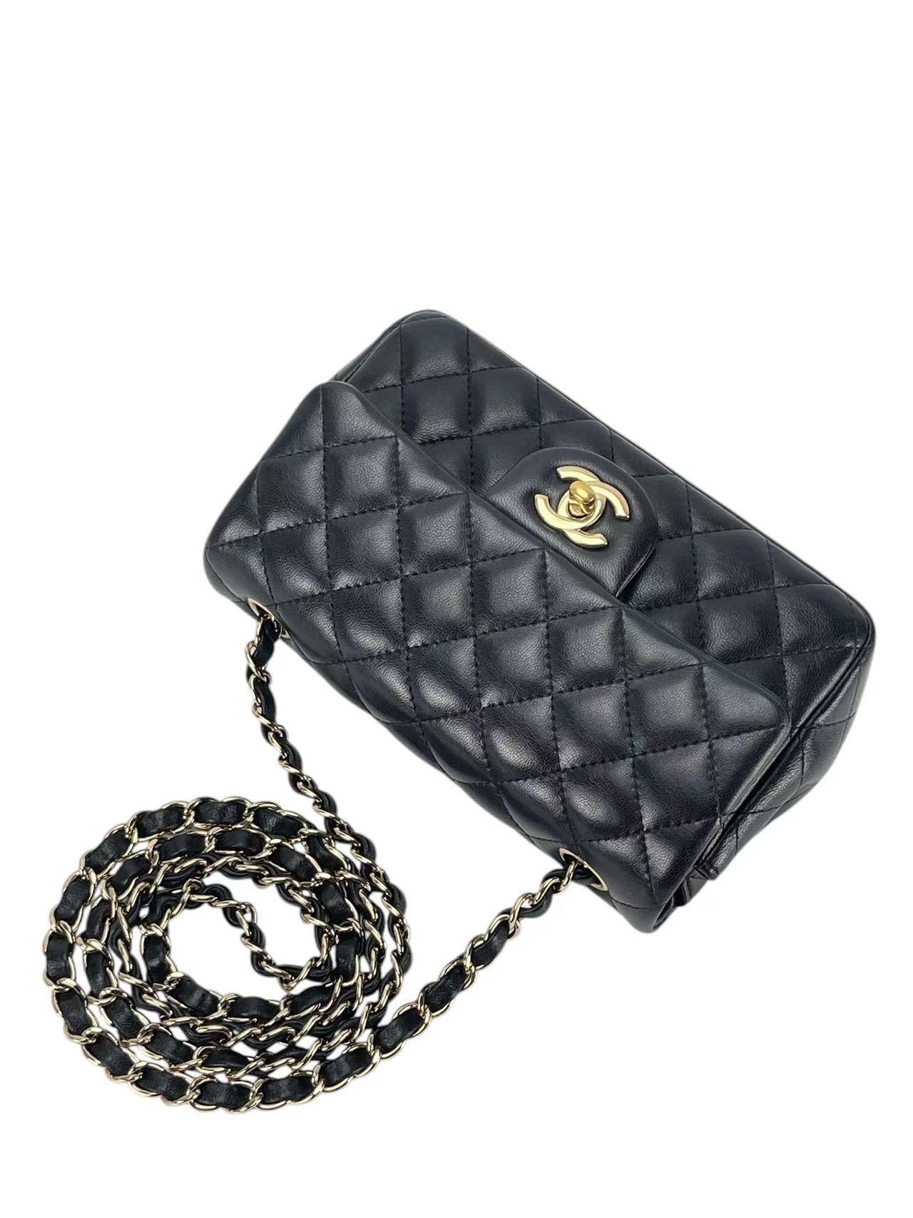 CHANEL - Mini Classic Flap Bag Gold Hardware Black Lambskin