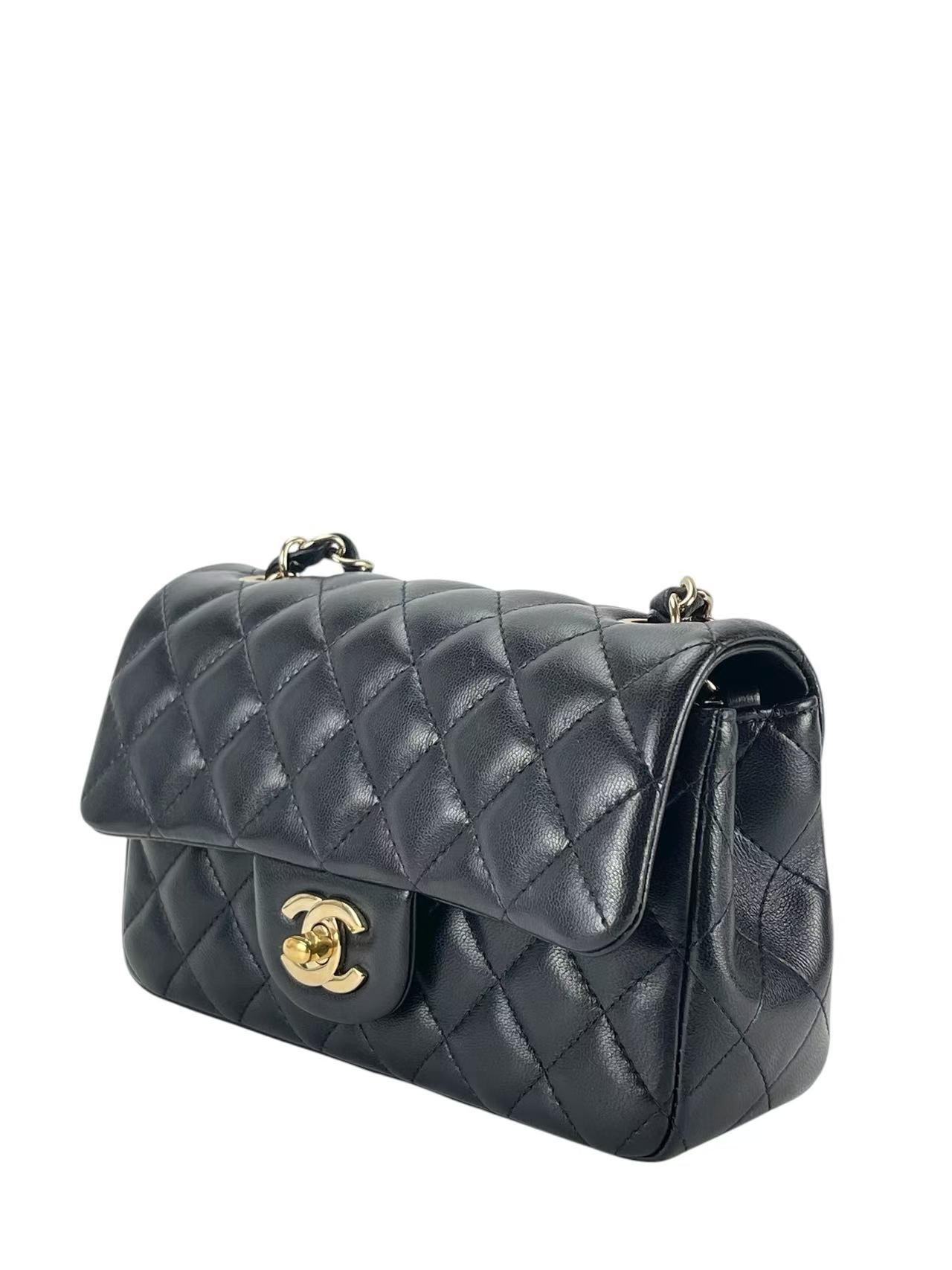 CHANEL - Mini Classic Flap Bag Gold Hardware Black Lambskin