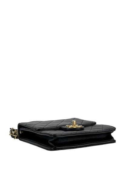 CHANEL - Lambskin Quilted Small Chic Pearls Flap Bag Black