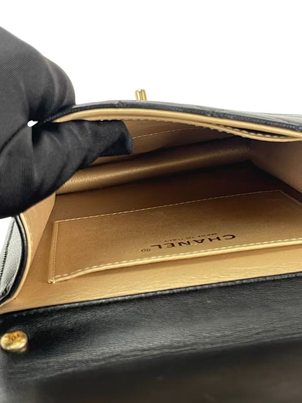 CHANEL - Lambskin Quilted Small Chic Pearls Flap Bag Black