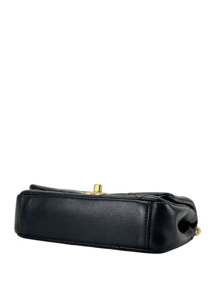 CHANEL - Black Calfskin Flap Bag with Top Handle