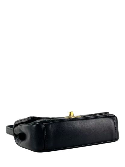 CHANEL - Black Calfskin Flap Bag with Top Handle