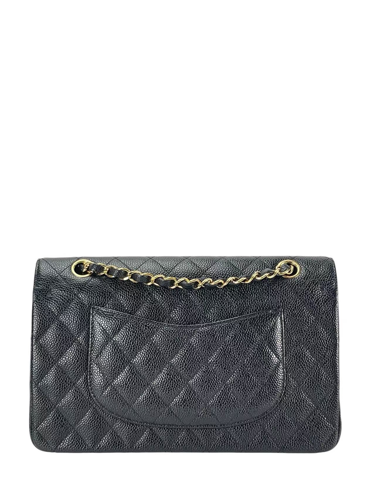 CHANEL - Medium Classic Double Flap Bag Black Caviar Gold Hardware (CF25)