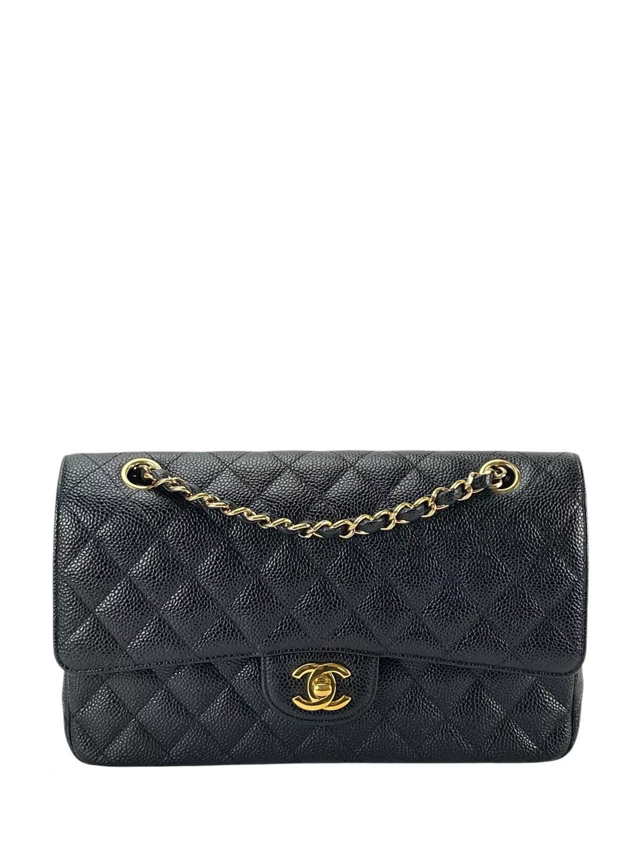 CHANEL - Medium Classic Double Flap Bag Black Caviar Gold Hardware (CF25)