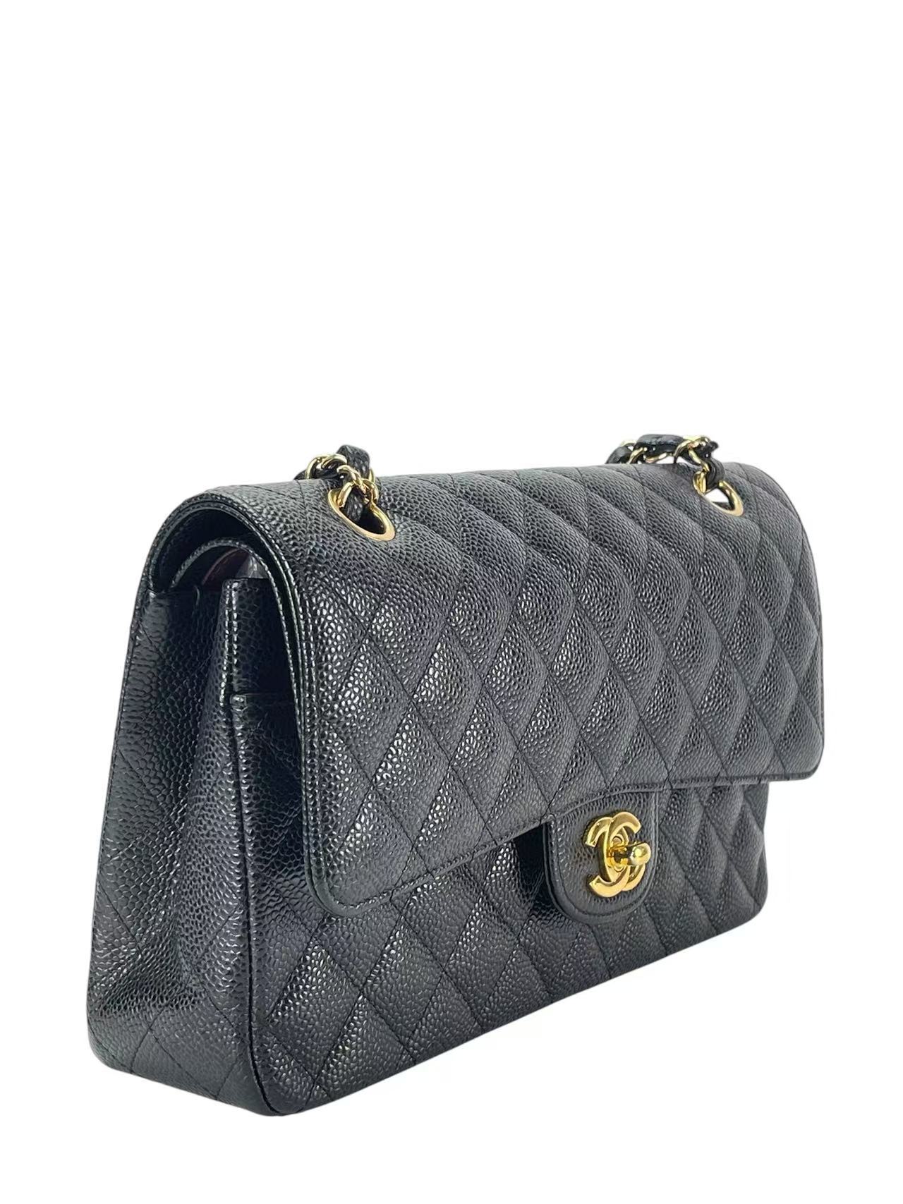 CHANEL - Medium Classic Double Flap Bag Black Caviar Gold Hardware (CF25)