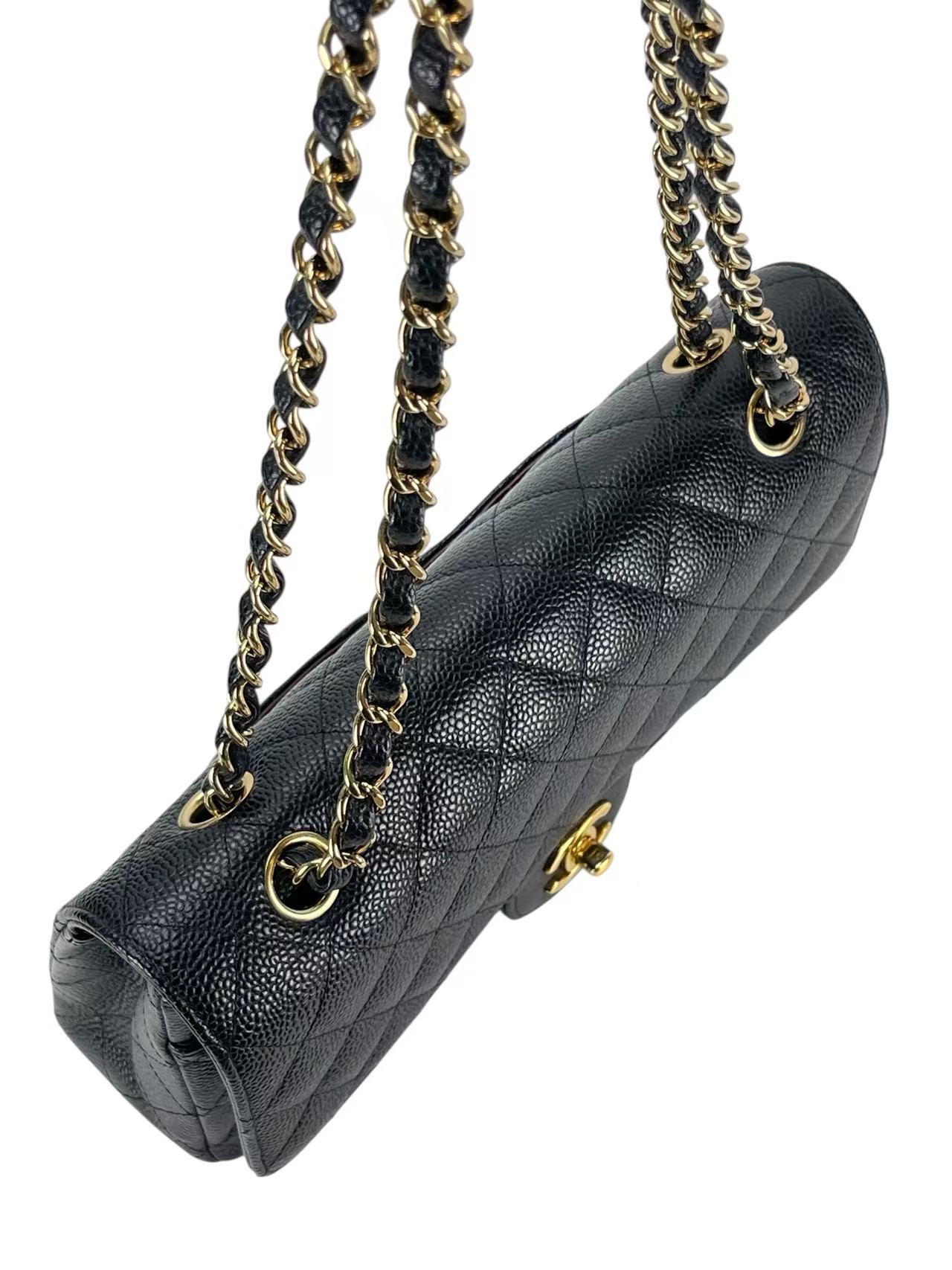 CHANEL - Medium Classic Double Flap Bag Black Caviar Gold Hardware (CF25)