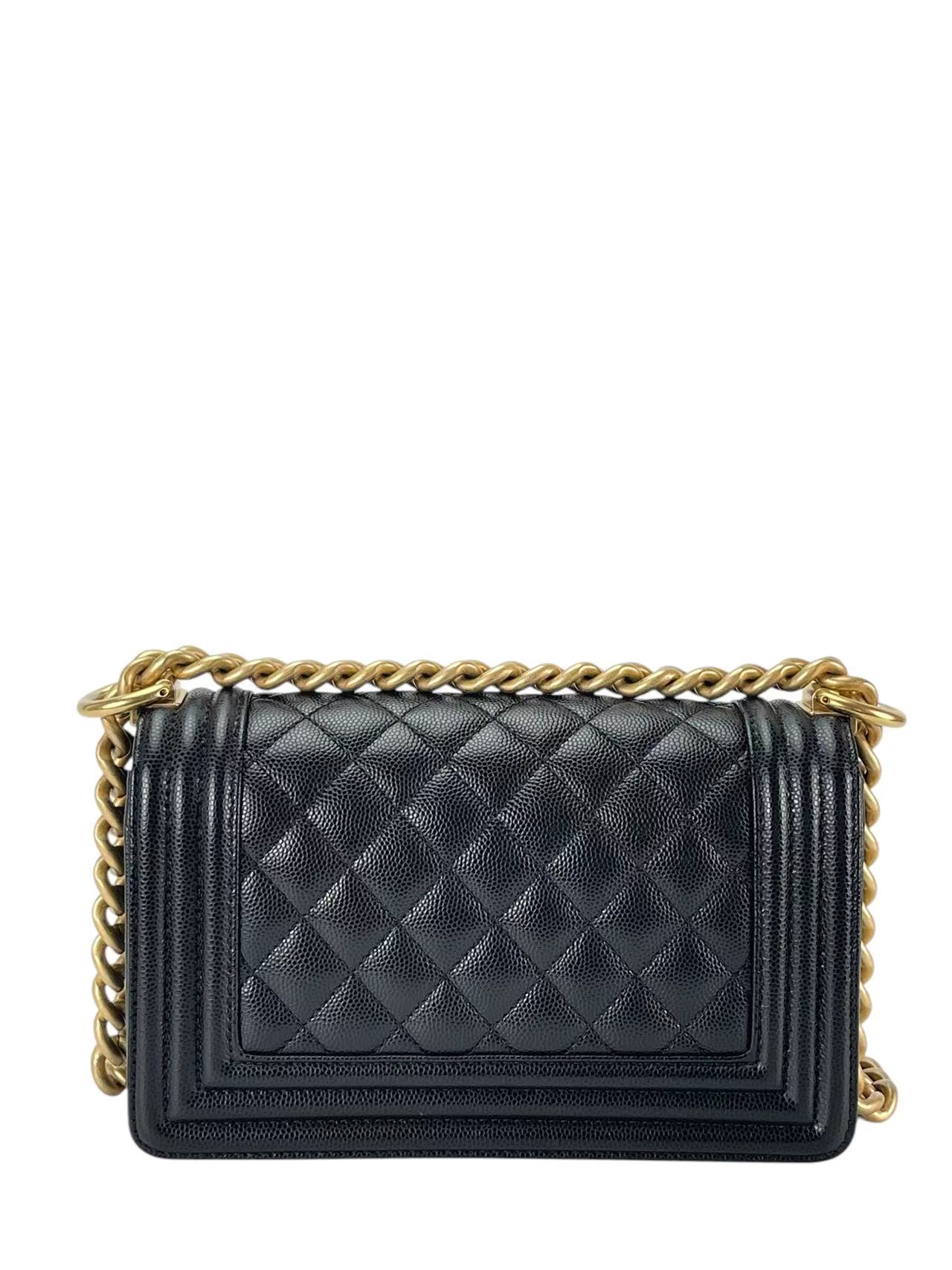 CHANEL - Small Boy Flap Bag Black Caviar Gold Hardware
