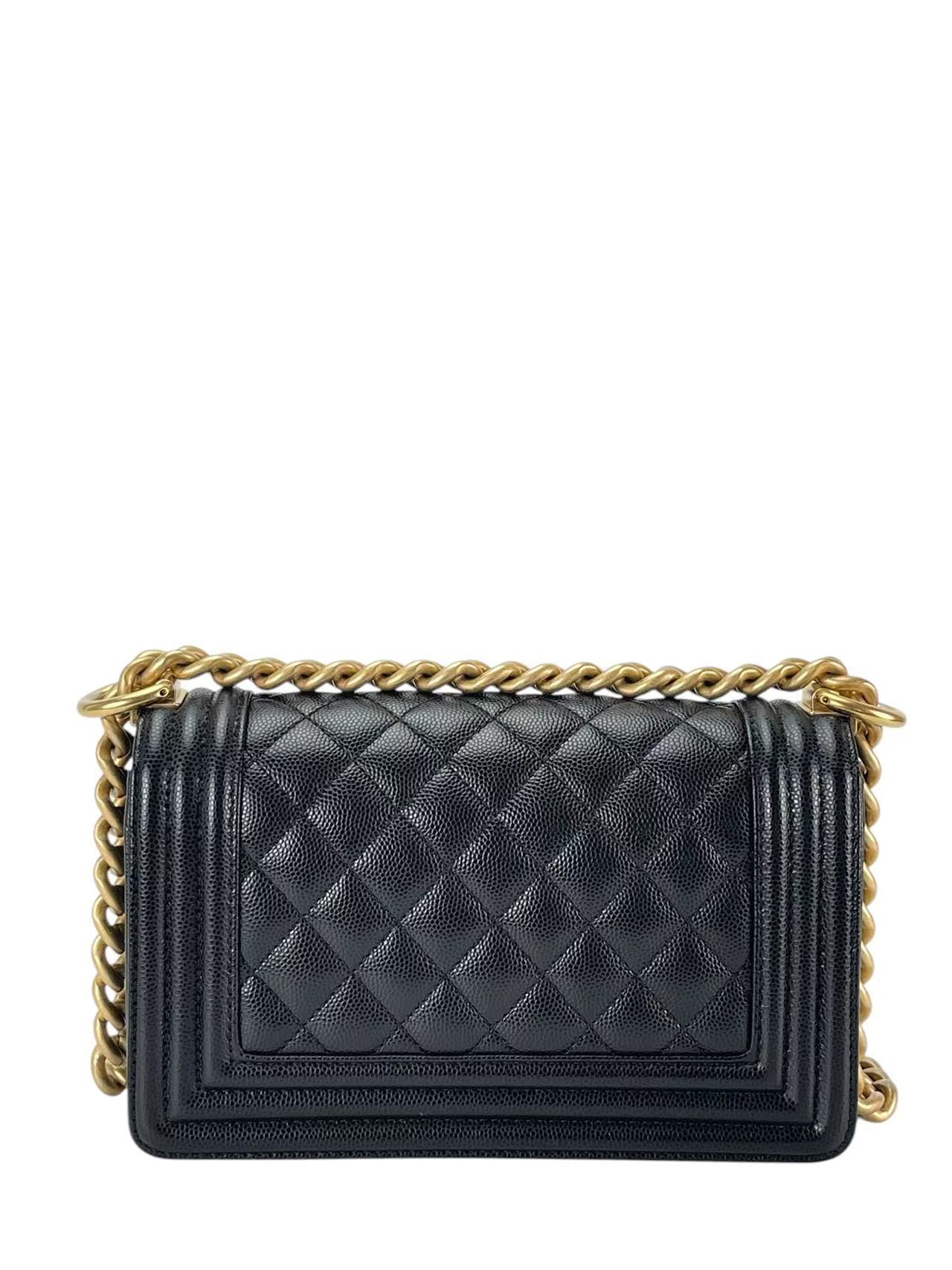 CHANEL - Small Boy Flap Bag Black Caviar Gold Hardware