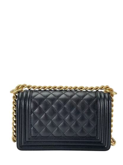 CHANEL - Small Boy Flap Bag Black Caviar Gold Hardware